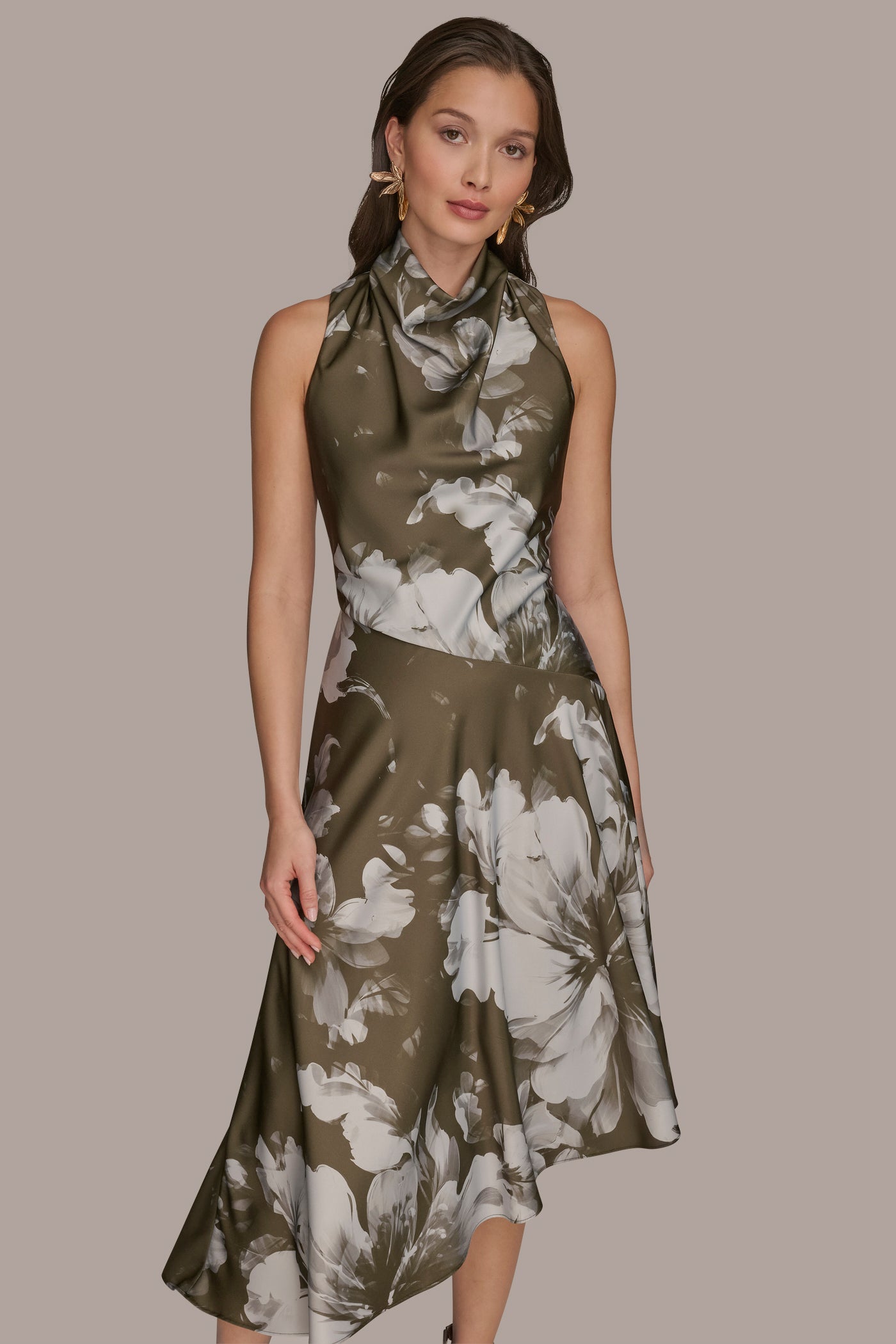 ASYMMETRIC FLORAL MIDI DRESS VIEW 4 ASYMMETRIC FLORAL MIDI DRESS VIEW 4