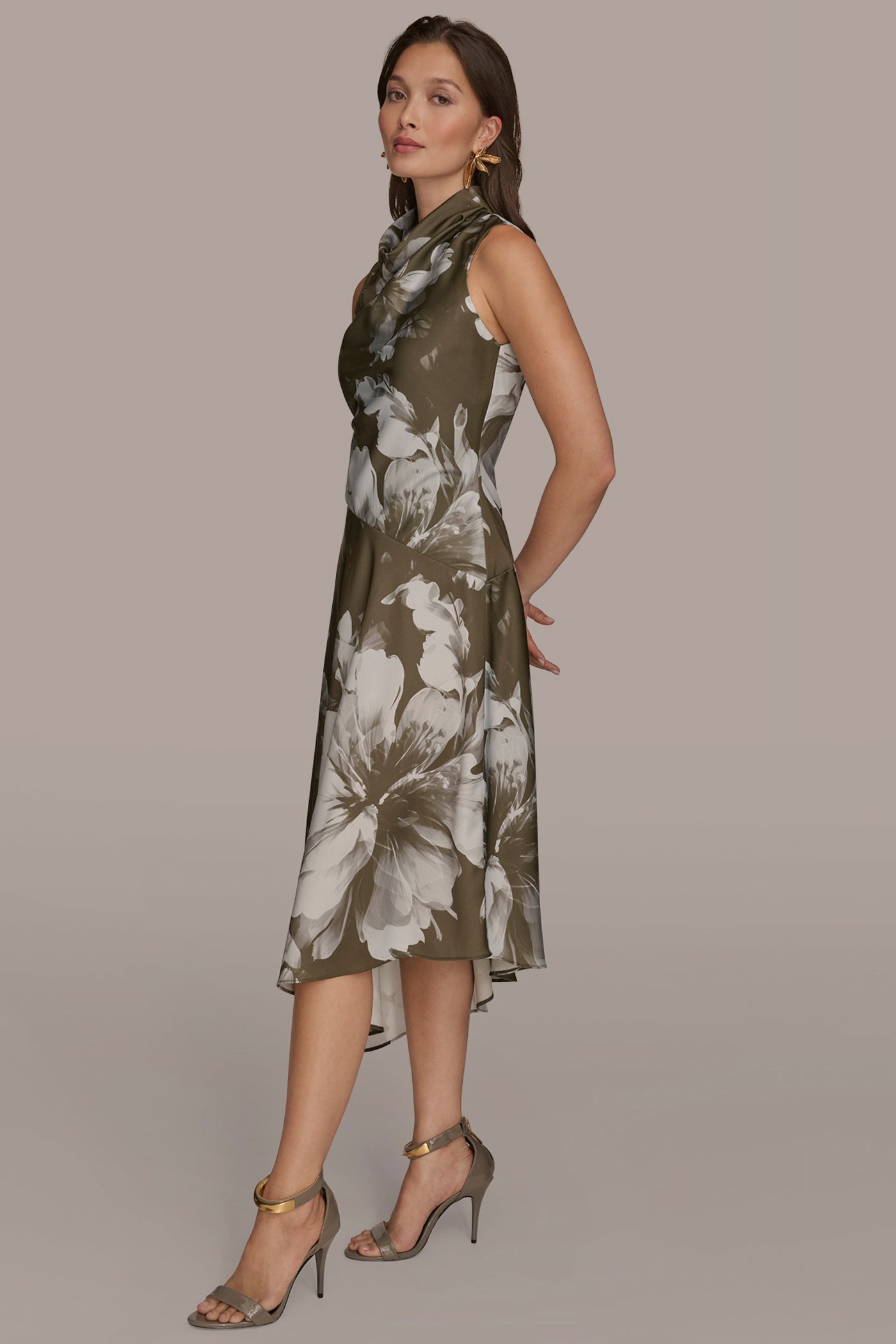 ASYMMETRIC FLORAL MIDI DRESS VIEW 3 ASYMMETRIC FLORAL MIDI DRESS VIEW 3