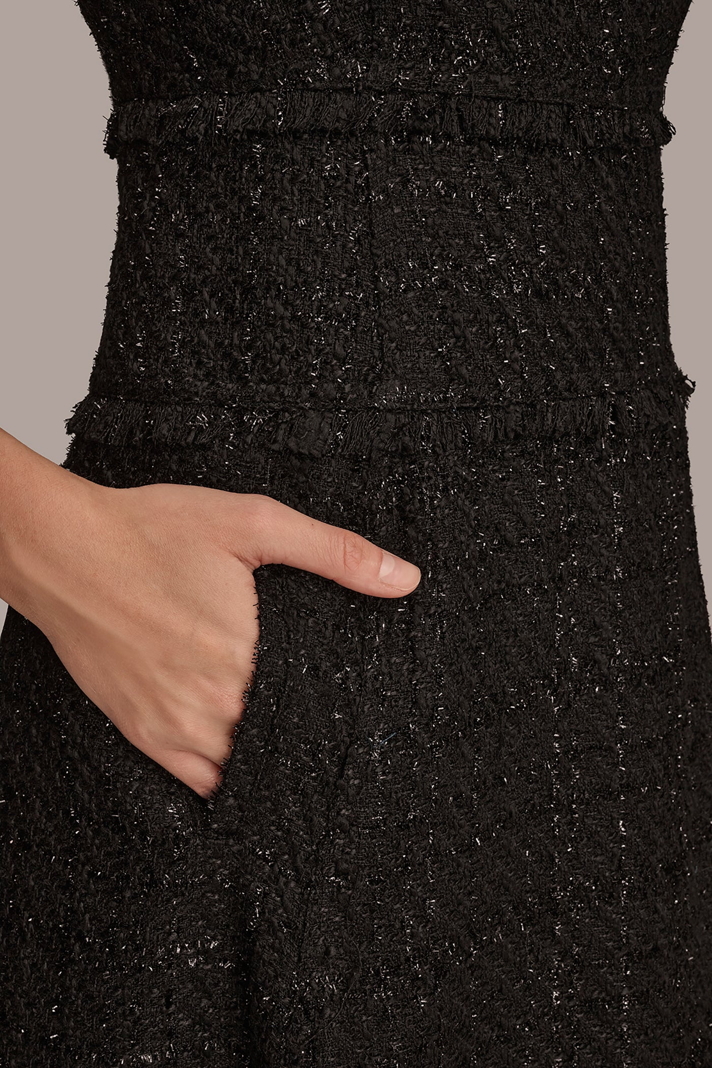 FRAYED TWEED MIDI DRESS VIEW 5 | Black Dresses FRAYED TWEED MIDI DRESS VIEW 5 | Black Dresses