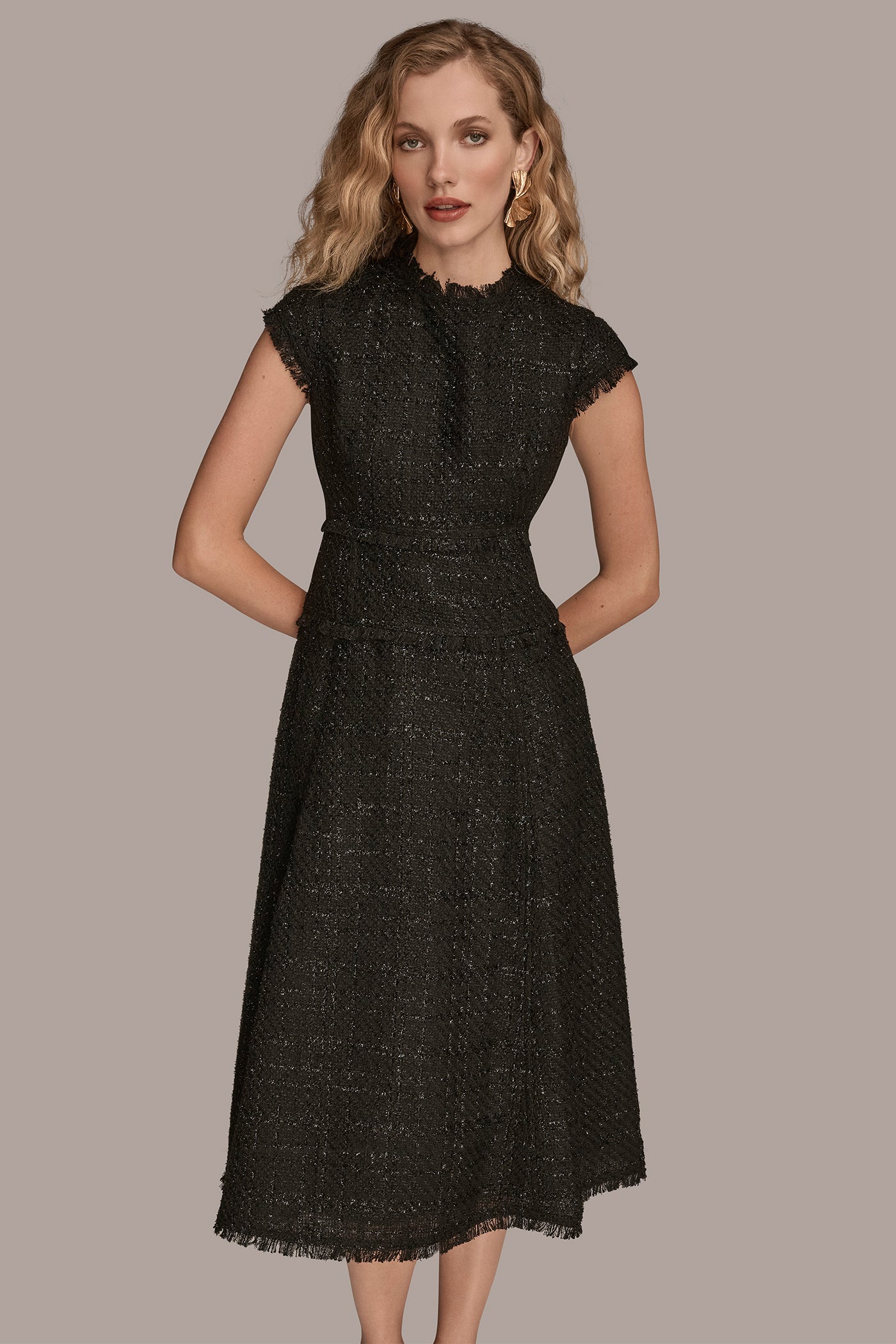 FRAYED TWEED MIDI DRESS VIEW 7 | Black Dresses FRAYED TWEED MIDI DRESS VIEW 7 | Black Dresses