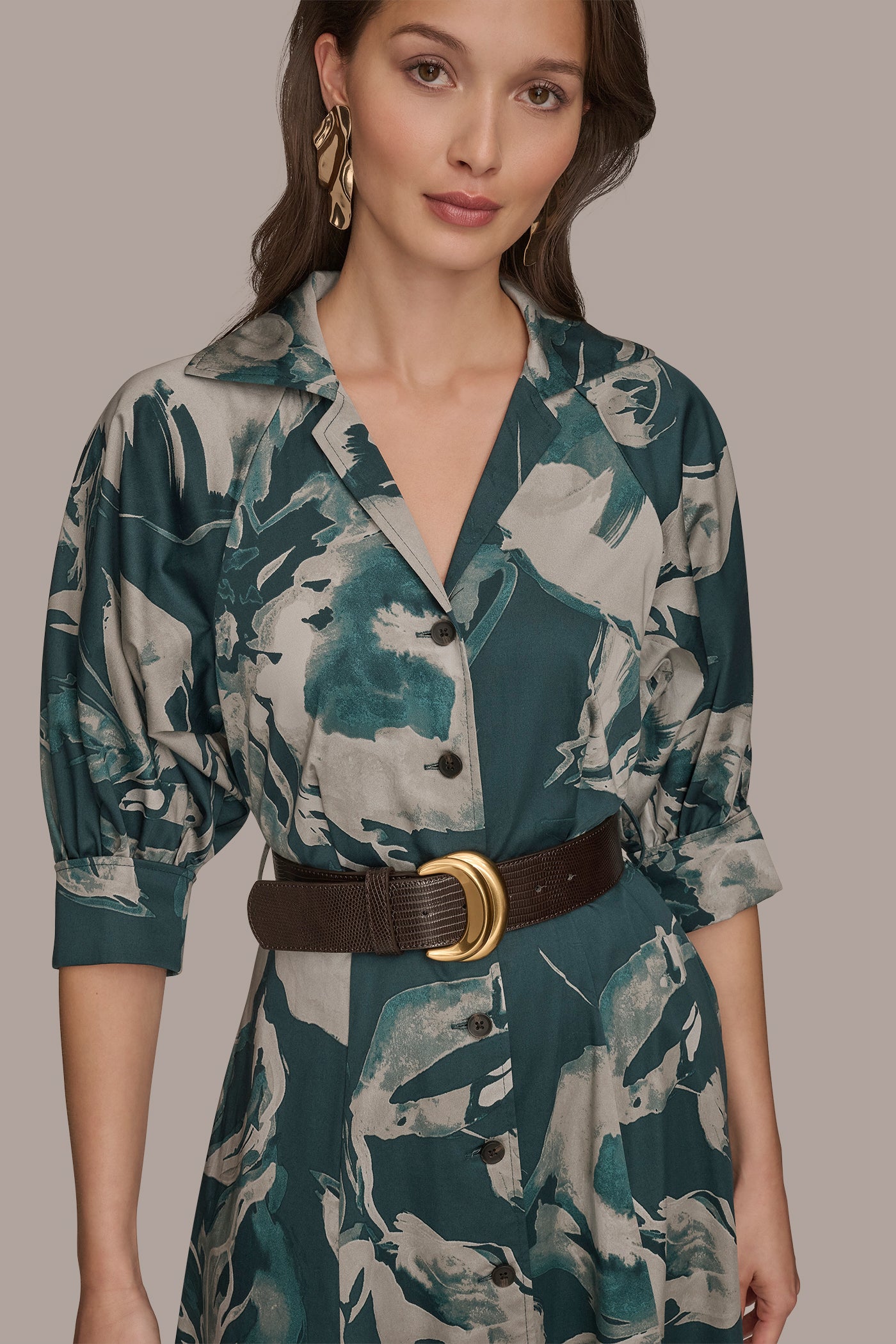 BELTED FLORAL MIDI SHIRT DRESS VIEW 5 BELTED FLORAL MIDI SHIRT DRESS VIEW 5