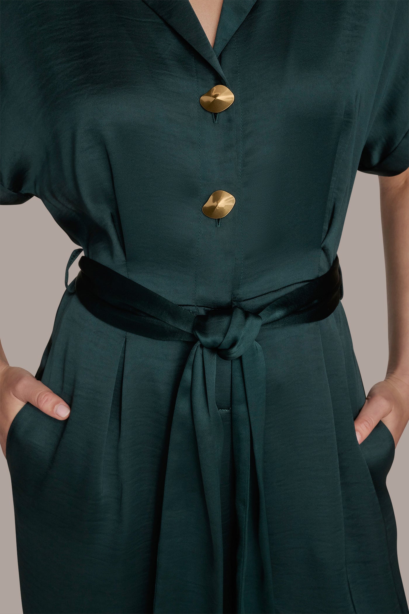 BELTED SATIN STRAIGHT LEG JUMPSUIT VIEW 6 | New clothing BELTED SATIN STRAIGHT LEG JUMPSUIT VIEW 6 | New clothing