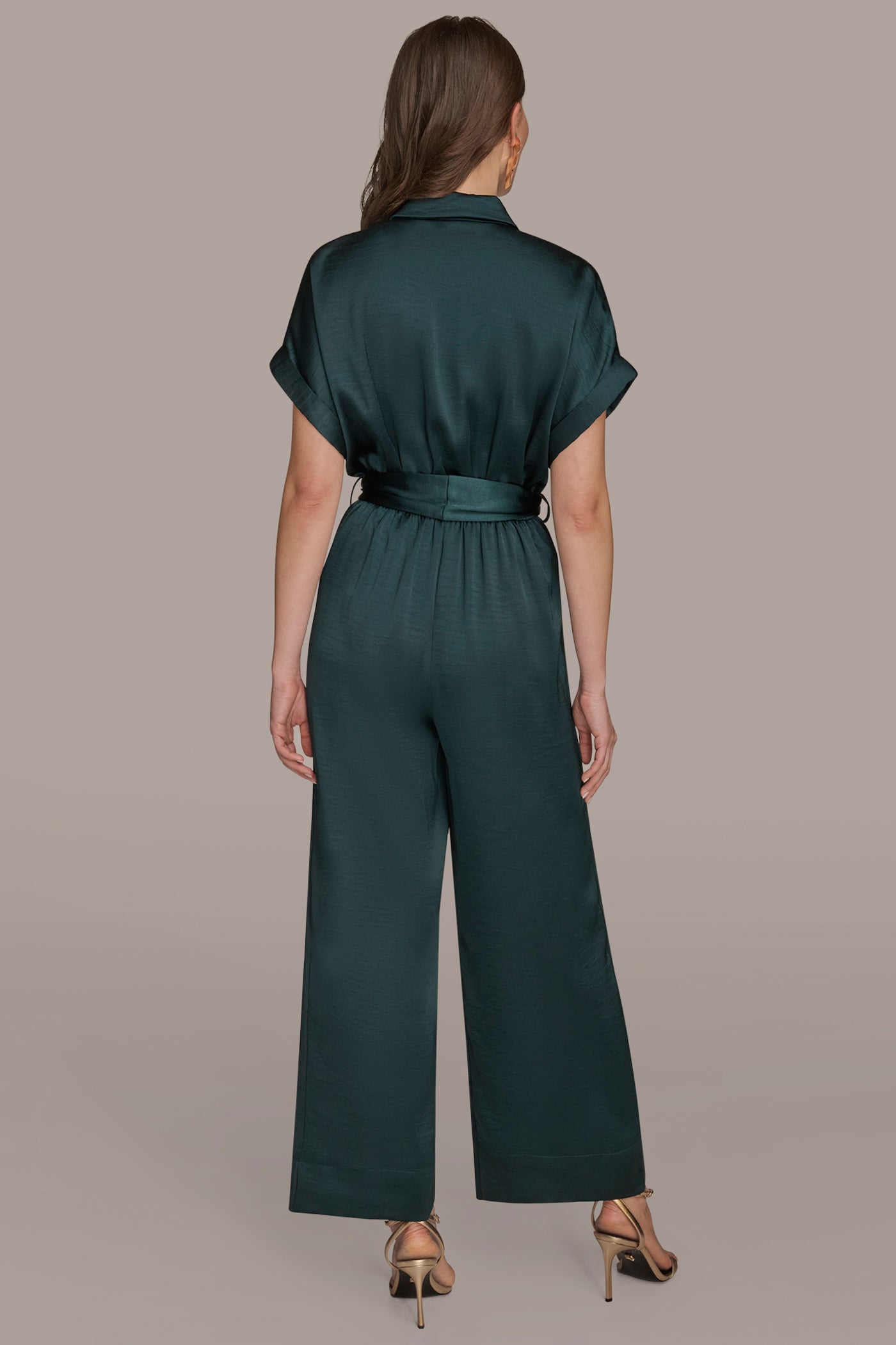 BELTED SATIN STRAIGHT LEG JUMPSUIT | View 2 | New clothing BELTED SATIN STRAIGHT LEG JUMPSUIT | View 2 | New clothing