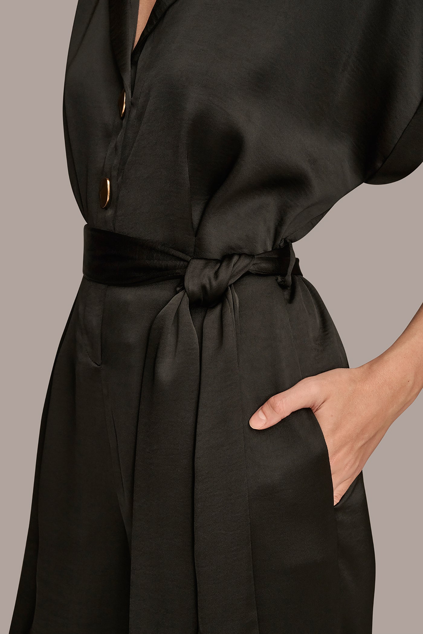BELTED SATIN STRAIGHT LEG JUMPSUIT VIEW 6 | New clothing BELTED SATIN STRAIGHT LEG JUMPSUIT VIEW 6 | New clothing