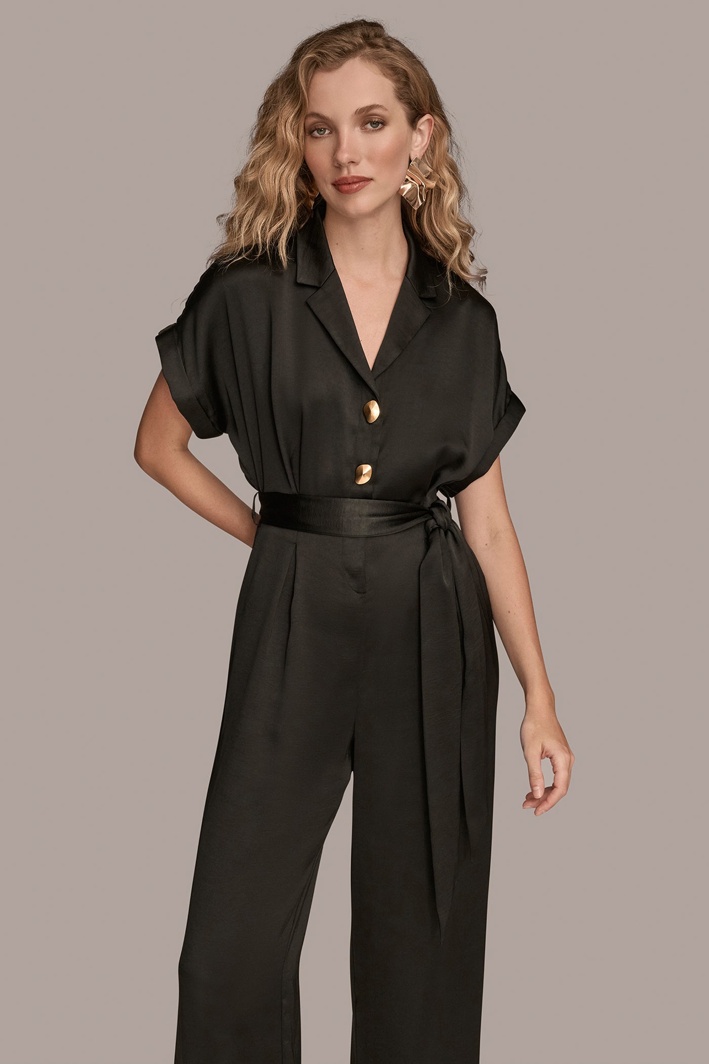 BELTED SATIN STRAIGHT LEG JUMPSUIT VIEW 4 | New clothing BELTED SATIN STRAIGHT LEG JUMPSUIT VIEW 4 | New clothing