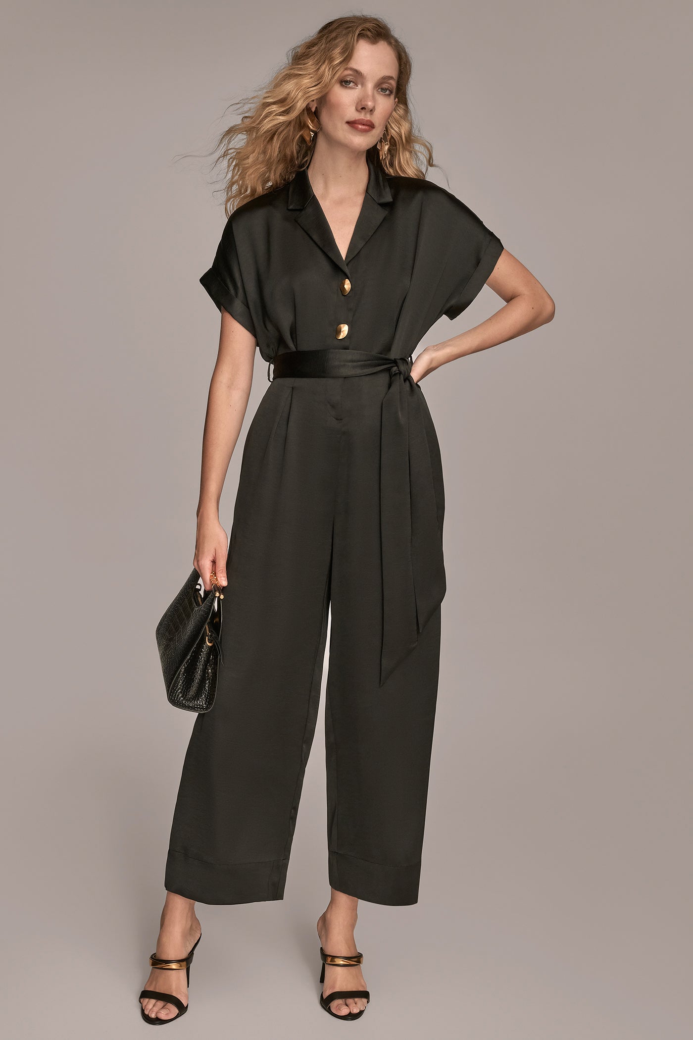 BELTED SATIN STRAIGHT LEG JUMPSUIT VIEW 7 | New clothing BELTED SATIN STRAIGHT LEG JUMPSUIT VIEW 7 | New clothing
