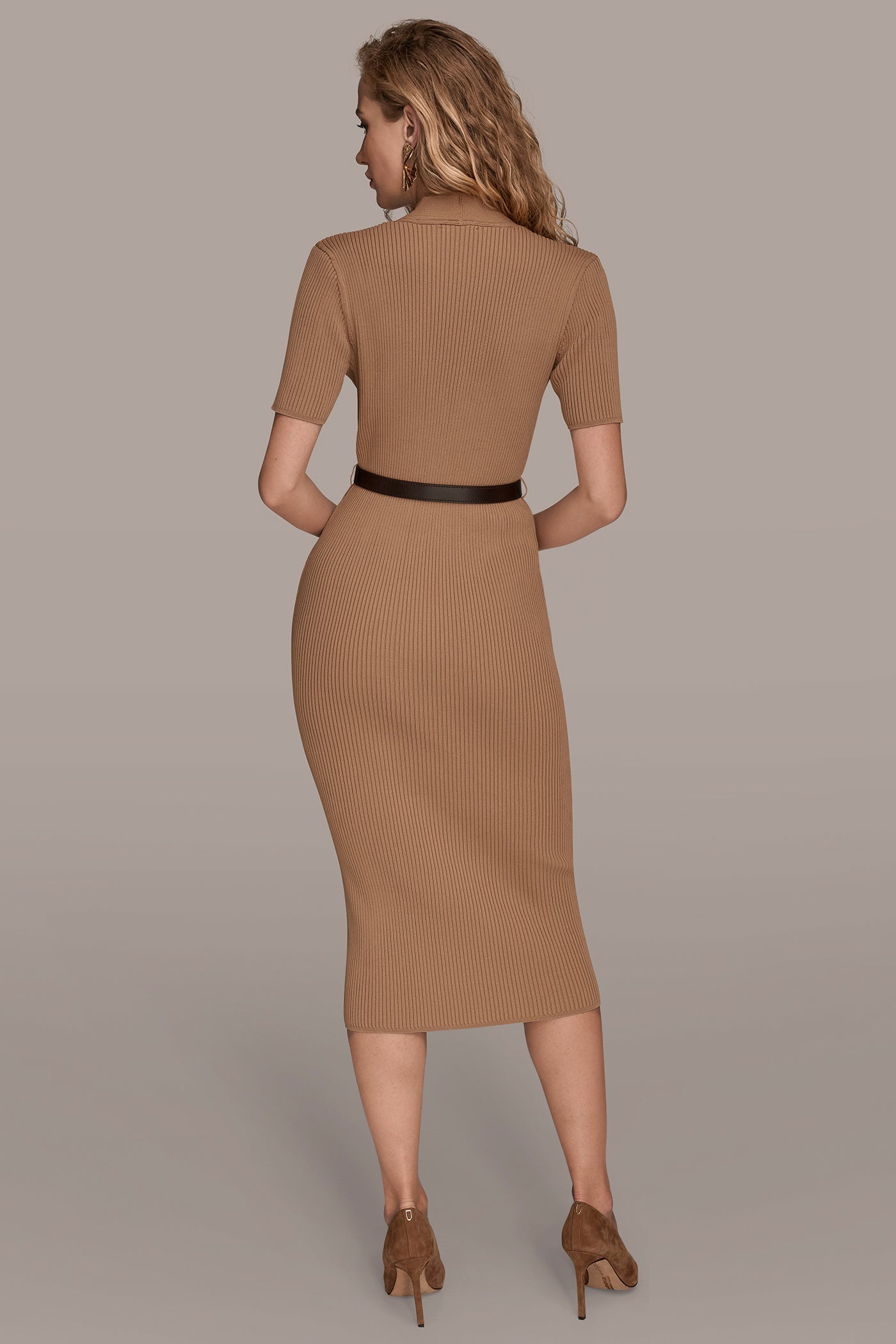 BELTED MIDI SWEATER DRESS | View 2 | Office to Evening Dresses BELTED MIDI SWEATER DRESS | View 2 | Office to Evening Dresses