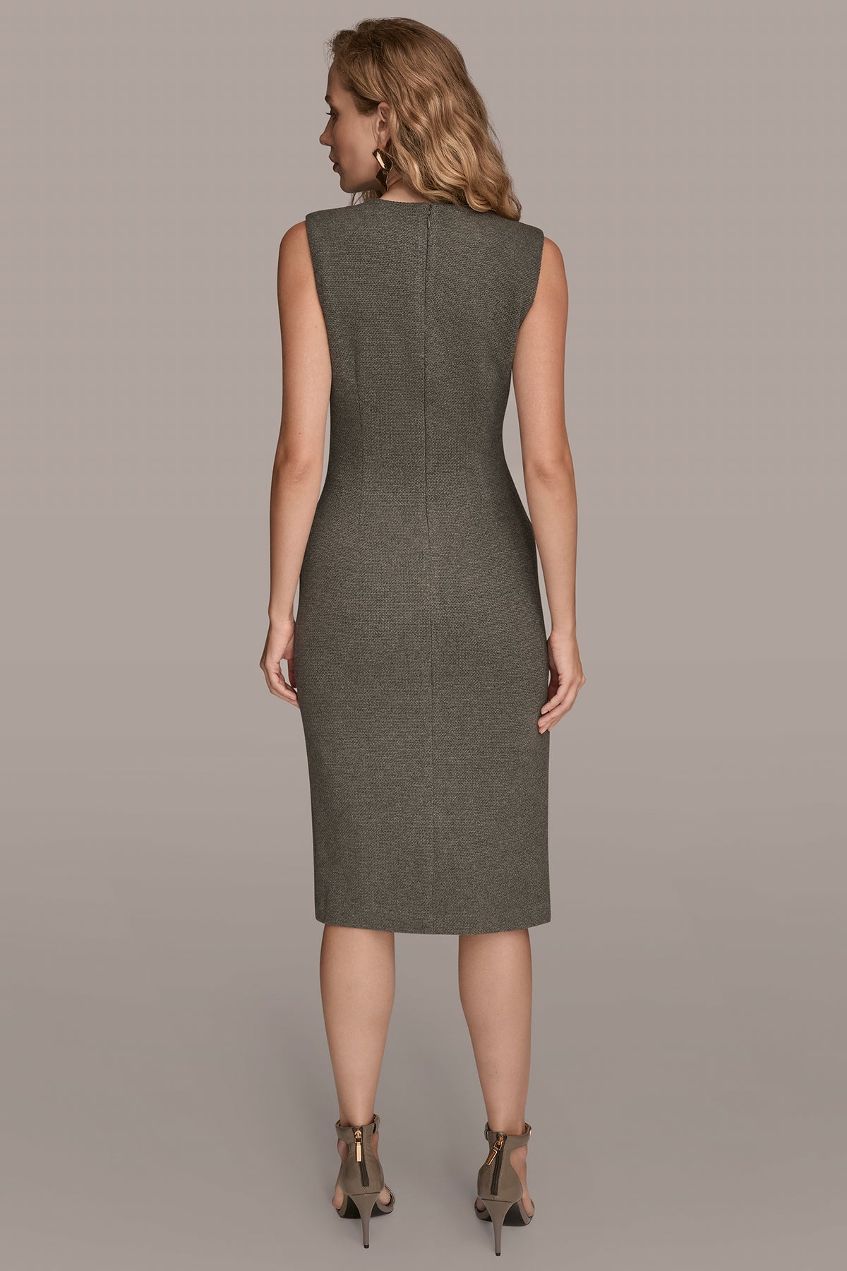 Sleeveless Faux Wrap Midi Sheath Sheath Dress Donna Karan