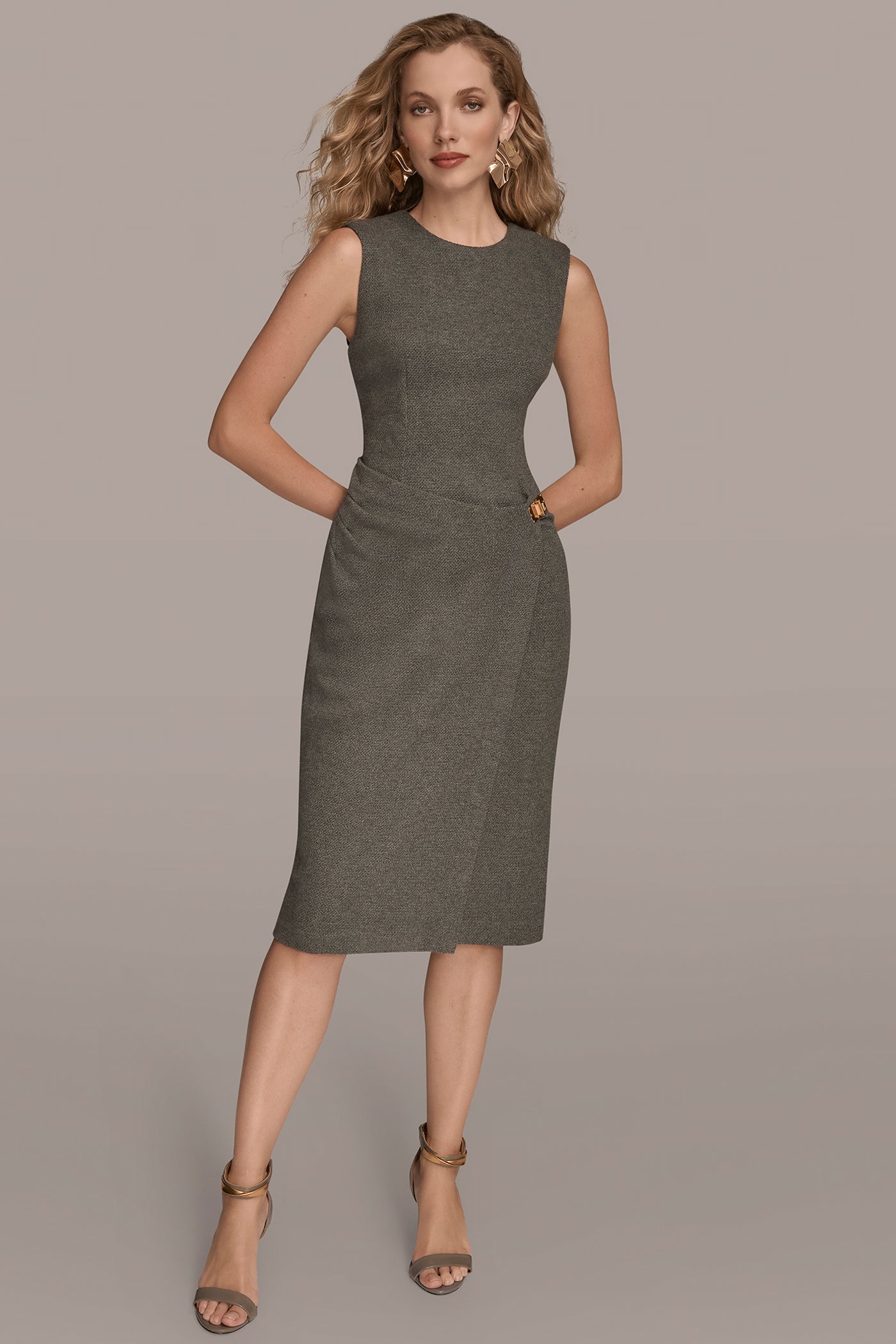 SLEEVELESS FAUX WRAP MIDI SHEATH VIEW 7 | Office to Evening Dresses SLEEVELESS FAUX WRAP MIDI SHEATH VIEW 7 | Office to Evening Dresses