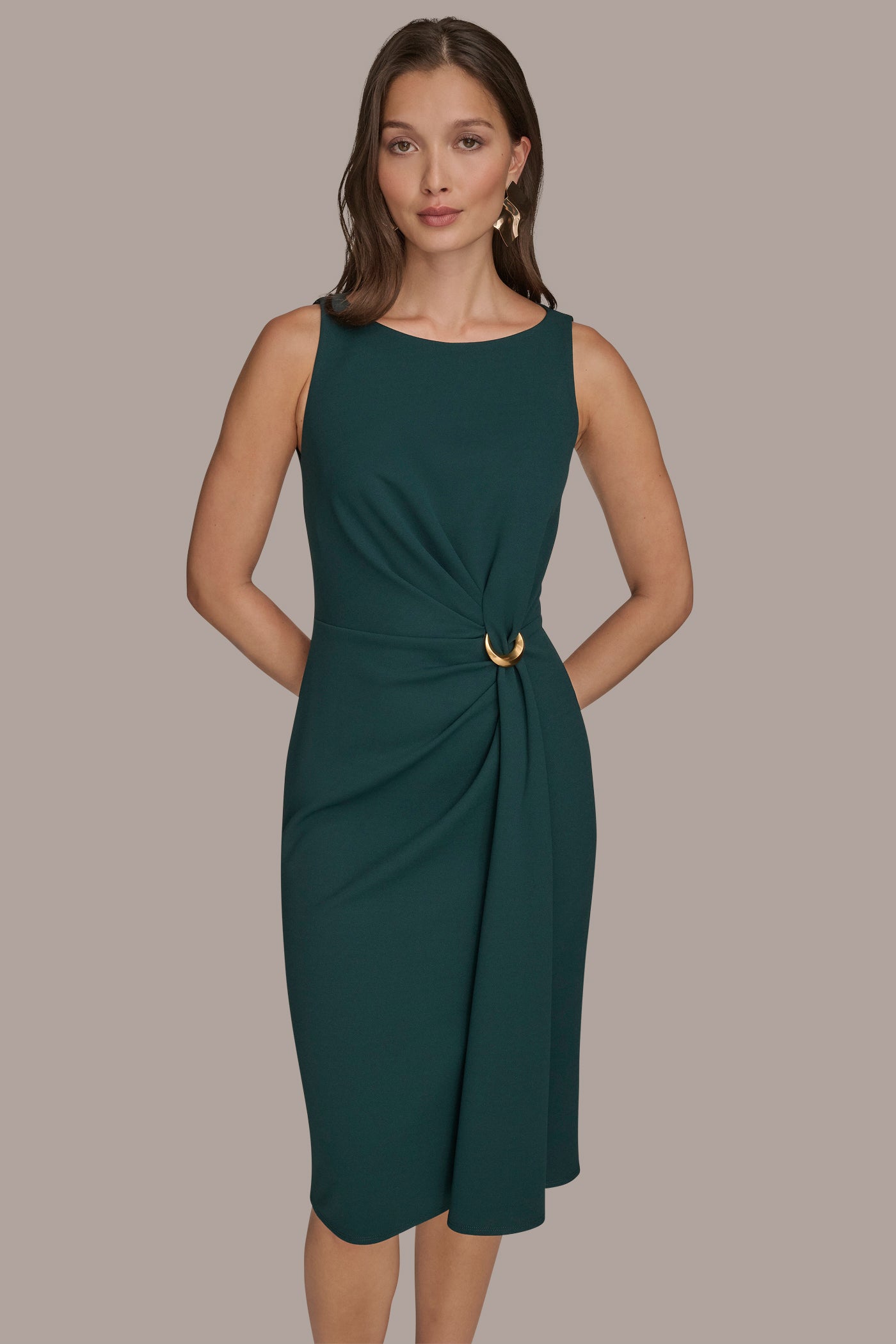 RING-EMBELLISHED GATHERED SHEATH DRESS VIEW 4 RING-EMBELLISHED GATHERED SHEATH DRESS VIEW 4