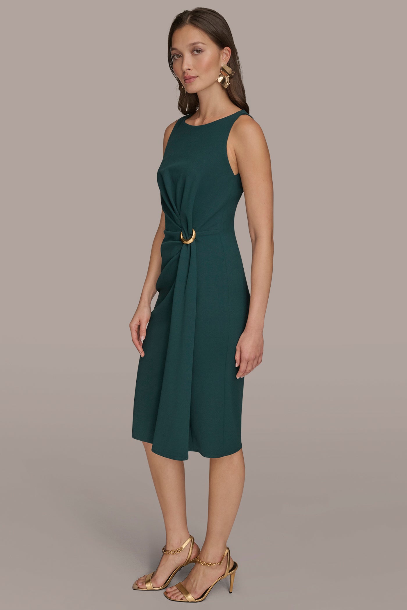 RING-EMBELLISHED GATHERED SHEATH DRESS VIEW 3 RING-EMBELLISHED GATHERED SHEATH DRESS VIEW 3