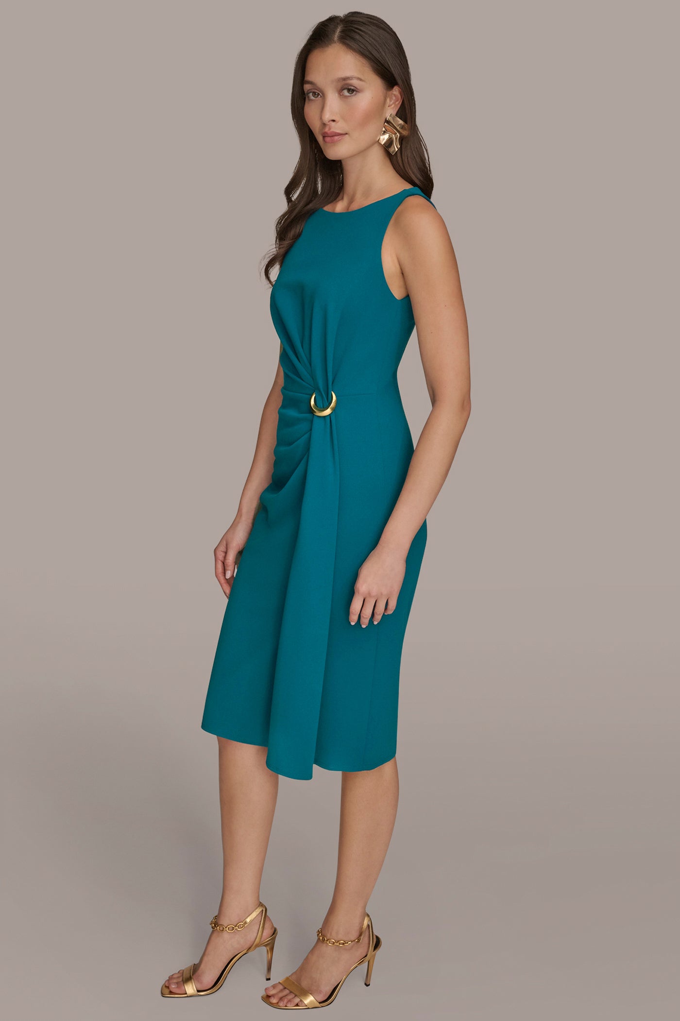 RING-EMBELLISHED GATHERED SHEATH DRESS VIEW 3 | Fall Collection RING-EMBELLISHED GATHERED SHEATH DRESS VIEW 3 | Fall Collection