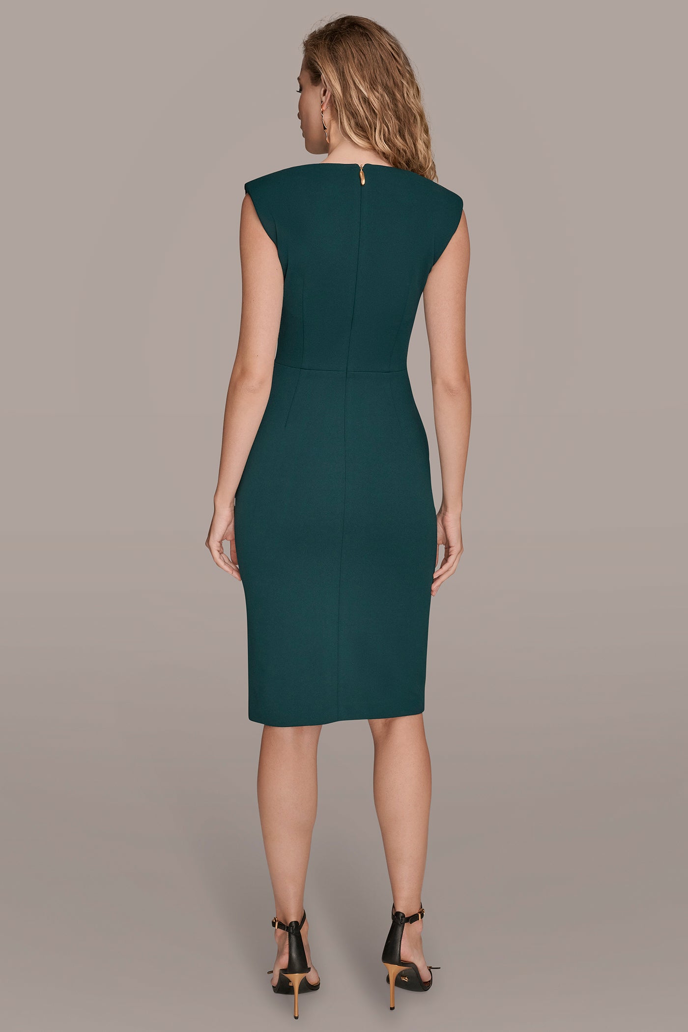 GATHERED SPLIT FRONT MIDI SHEATH DRESS | View 2 | Dresses & Jumpsuits GATHERED SPLIT FRONT MIDI SHEATH DRESS | View 2 | Dresses & Jumpsuits