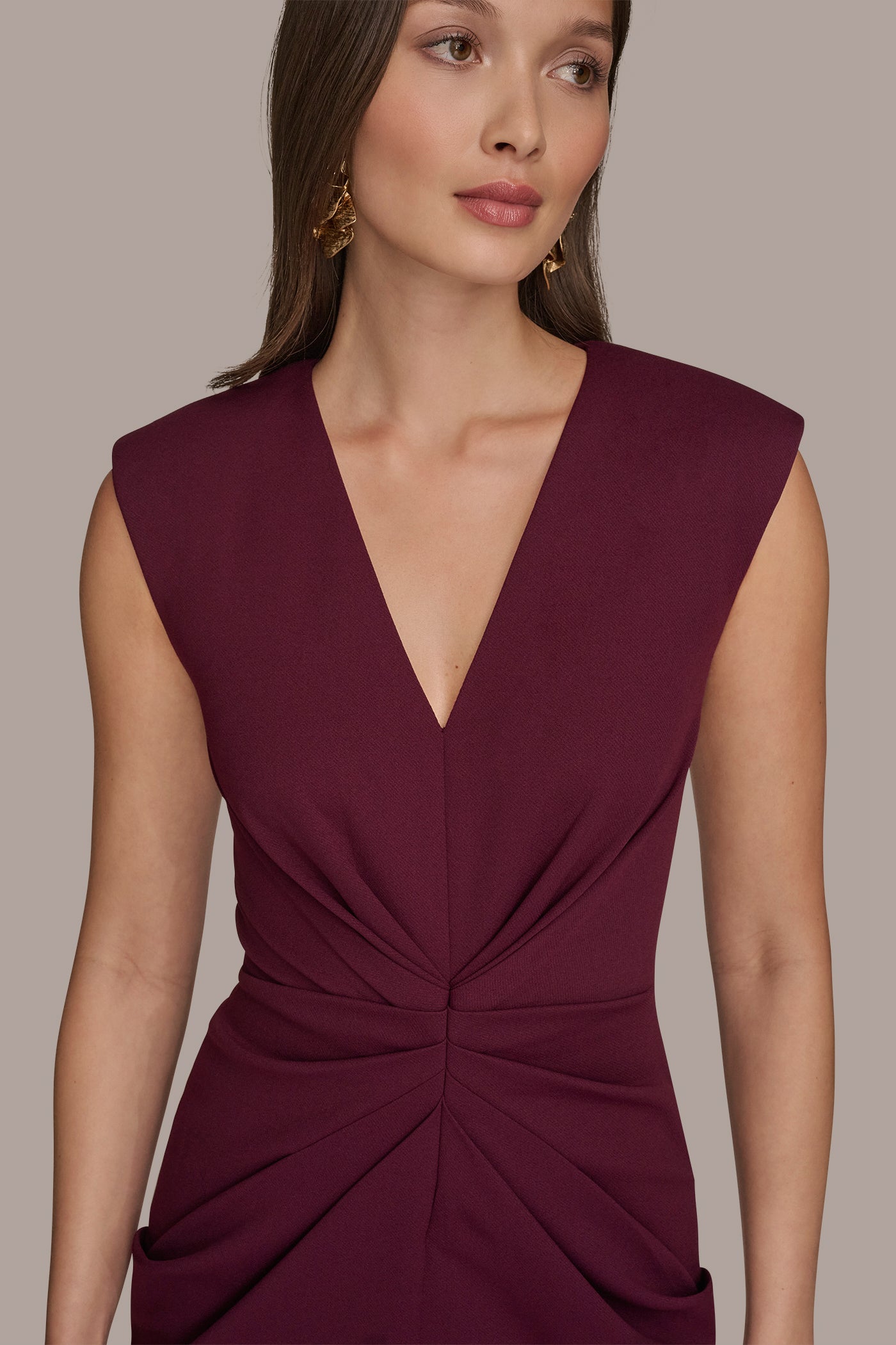 GATHERED SPLIT-FRONT MIDI SHEATH DRESS VIEW 5 | Cocktail & Party GATHERED SPLIT-FRONT MIDI SHEATH DRESS VIEW 5 | Cocktail & Party