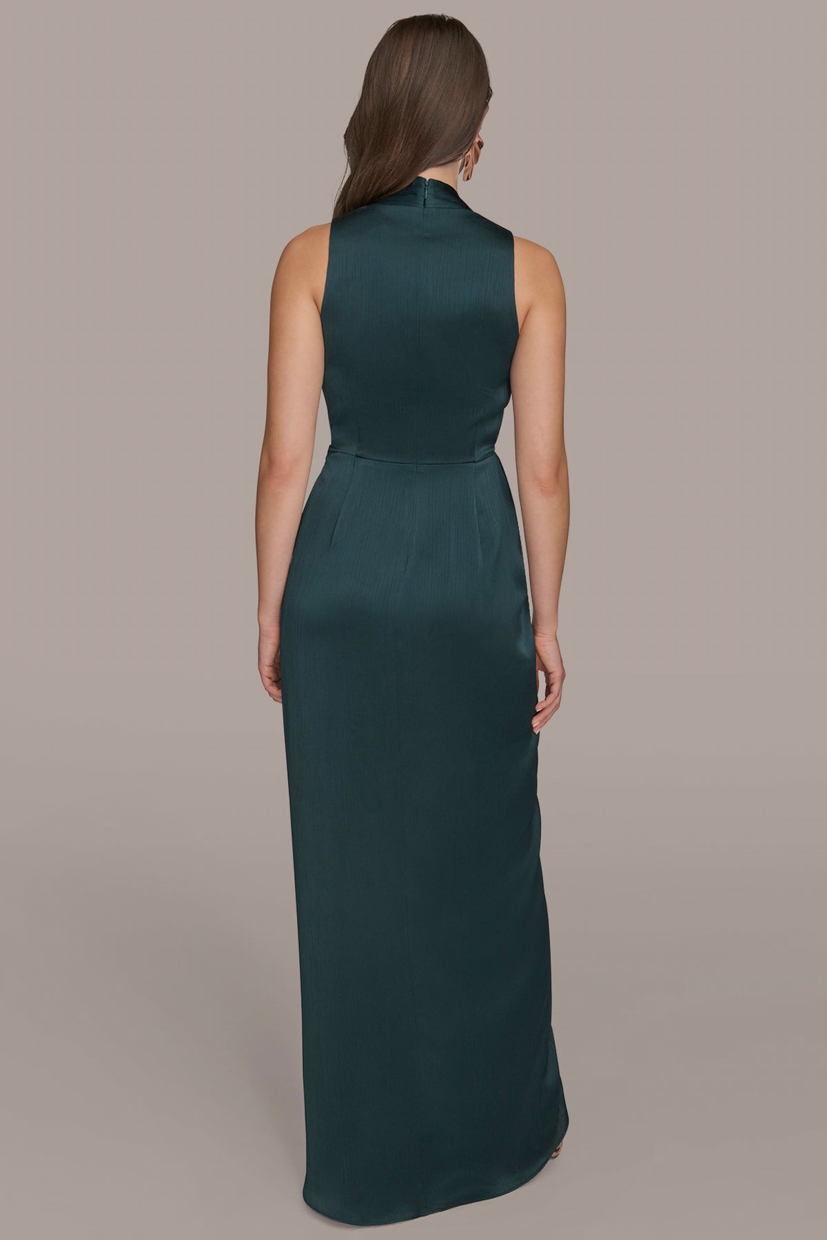 Crinkle Satin Sleeveless Maxi Wrap Dress | Gown | Donna Karan Crinkle Satin Sleeveless Maxi Wrap Dress | Gown | Donna Karan