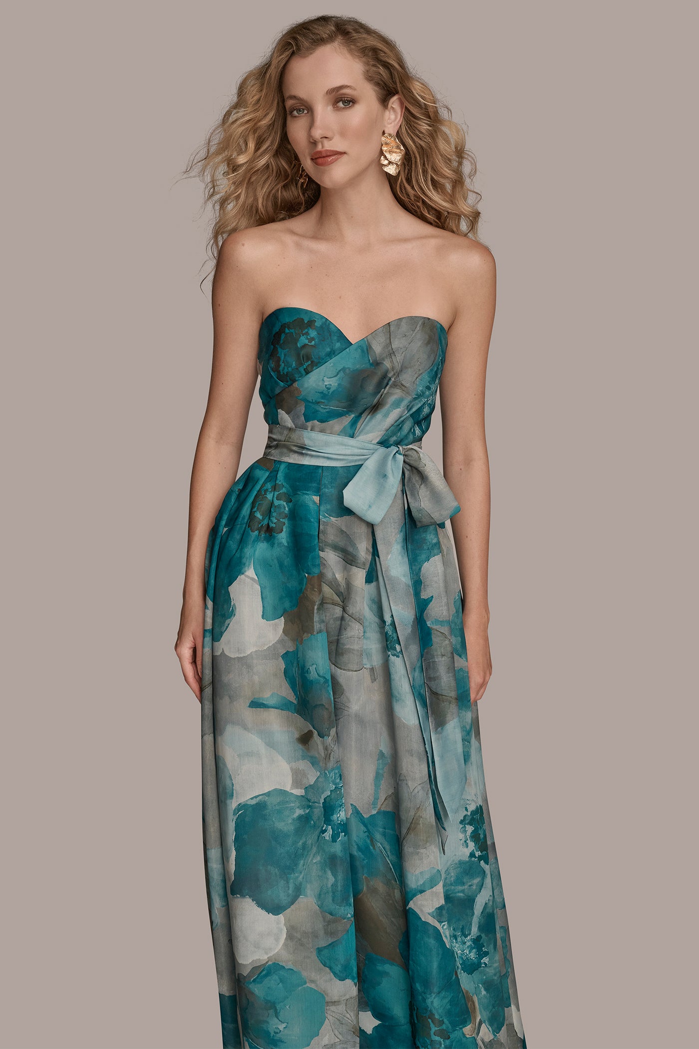 BOW EMBELLISHED FLORAL GOWN VIEW 4 BOW EMBELLISHED FLORAL GOWN VIEW 4