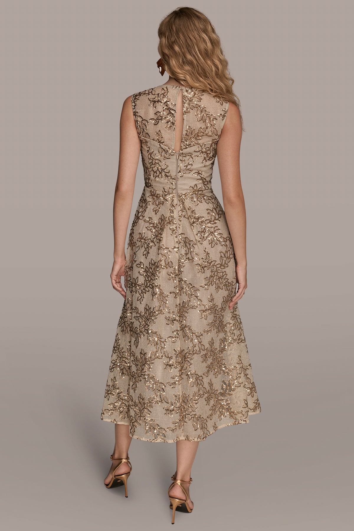 Floral Sequin Tulle Midi Gown | Gown