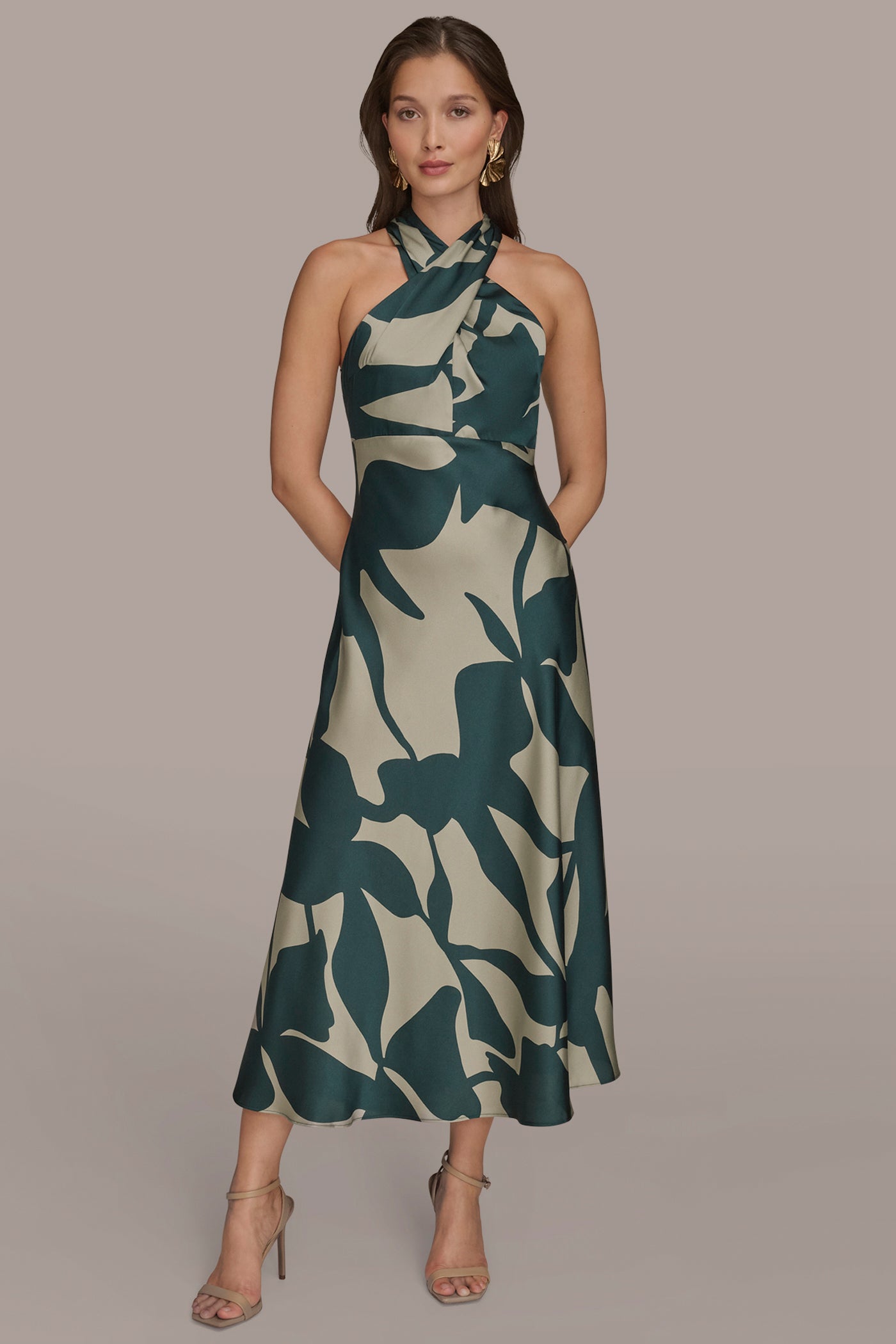 CROSS-FRONT MIDI HALTER DRESS | View 1 | Cocktail & Party CROSS-FRONT MIDI HALTER DRESS | View 1 | Cocktail & Party