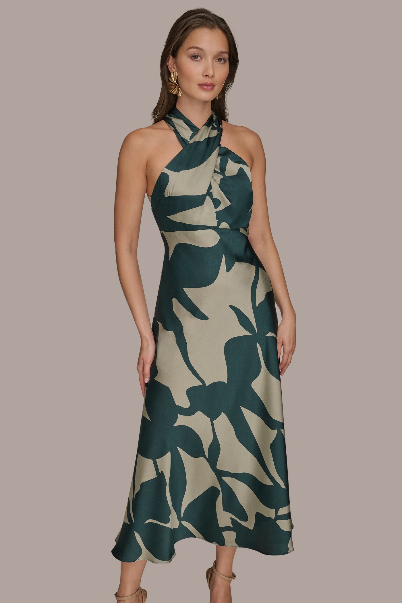 CROSS-FRONT MIDI HALTER DRESS VIEW 4 | Cocktail & Party CROSS-FRONT MIDI HALTER DRESS VIEW 4 | Cocktail & Party