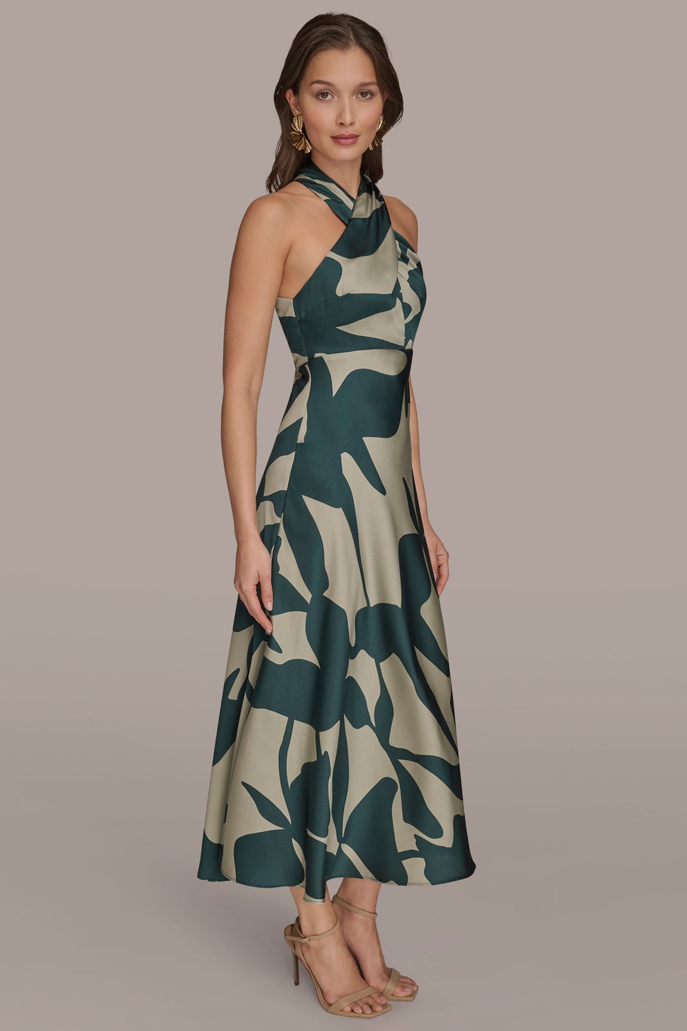 CROSS-FRONT MIDI HALTER DRESS VIEW 3 | Cocktail & Party CROSS-FRONT MIDI HALTER DRESS VIEW 3 | Cocktail & Party