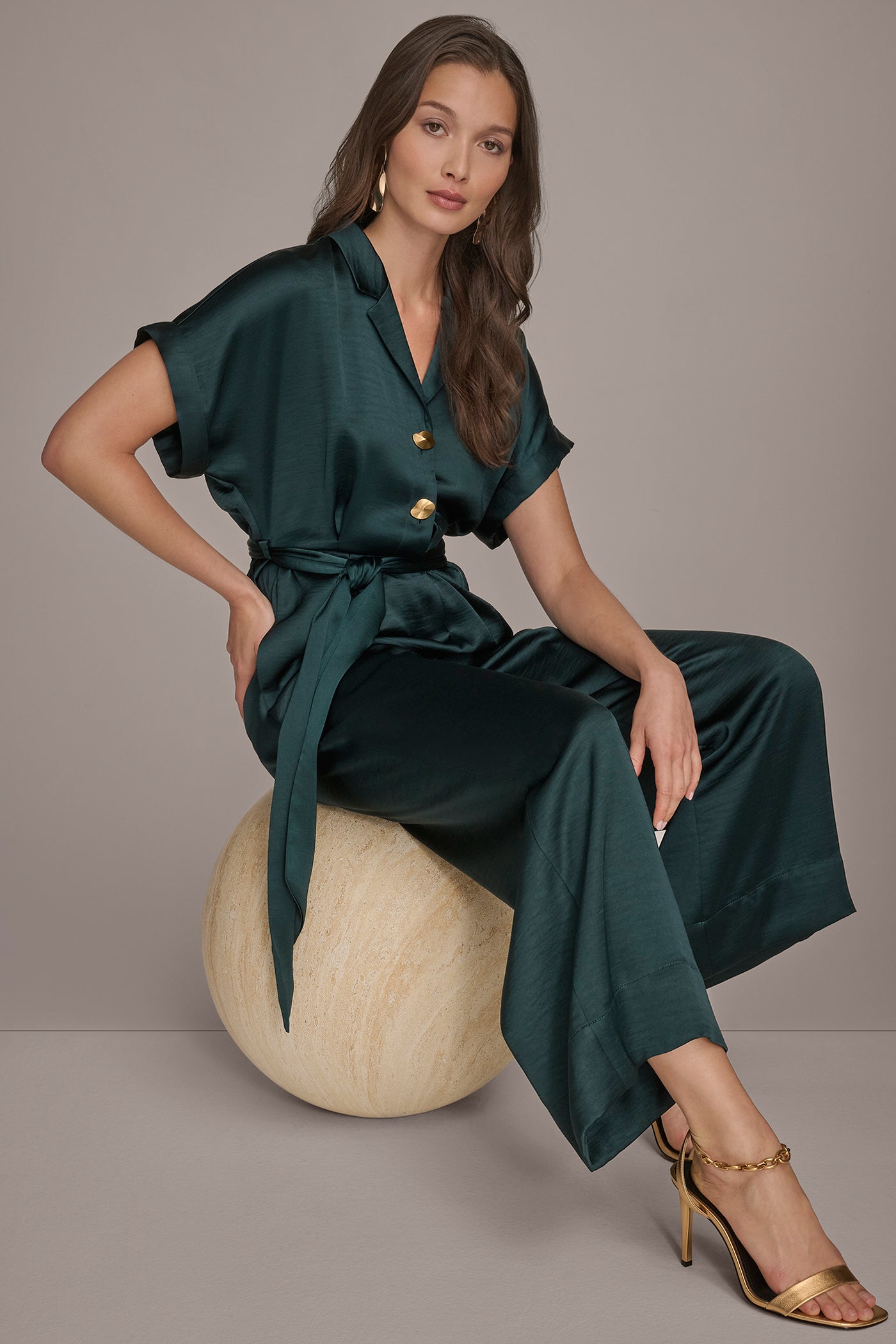 BELTED SATIN STRAIGHT LEG JUMPSUIT VIEW 7 | New clothing BELTED SATIN STRAIGHT LEG JUMPSUIT VIEW 7 | New clothing