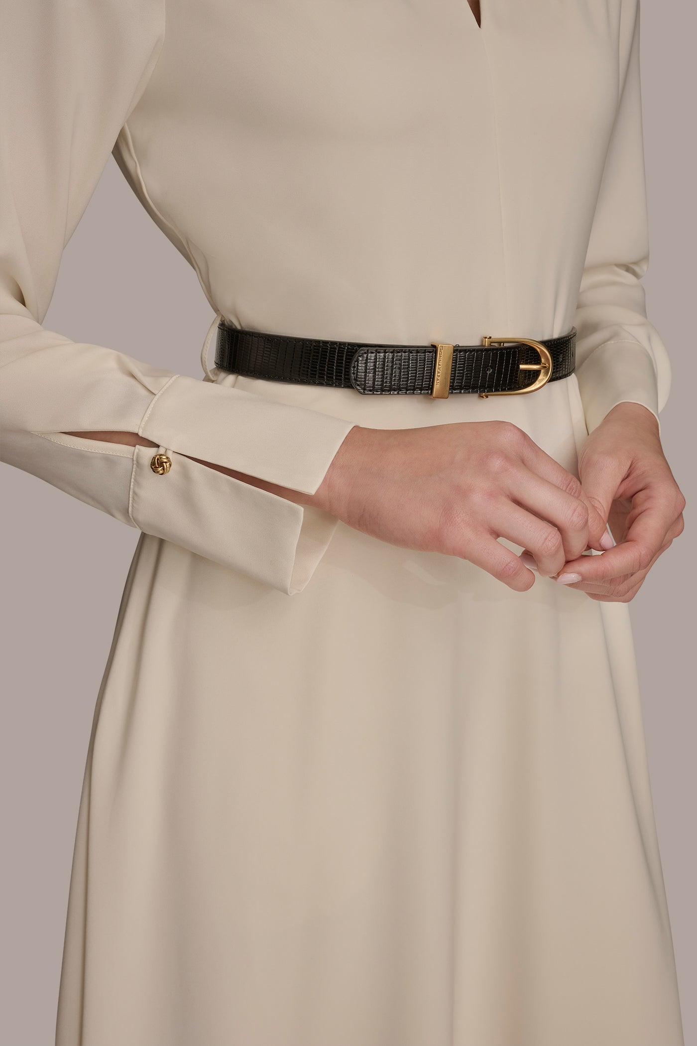 BELTED V-NECK MIDI DRESS VIEW 6 BELTED V-NECK MIDI DRESS VIEW 6