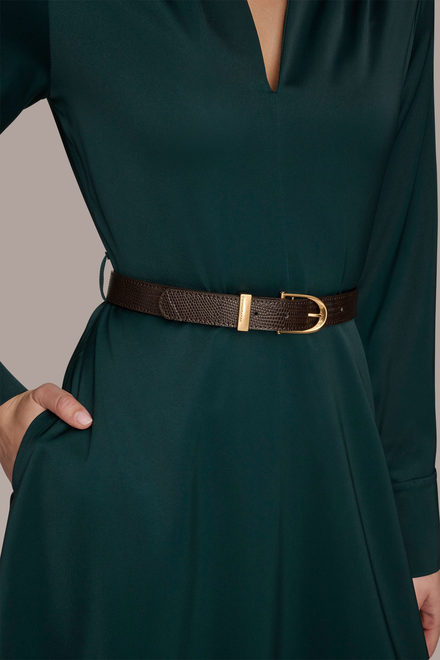 BELTED V-NECK MIDI DRESS VIEW 6 BELTED V-NECK MIDI DRESS VIEW 6