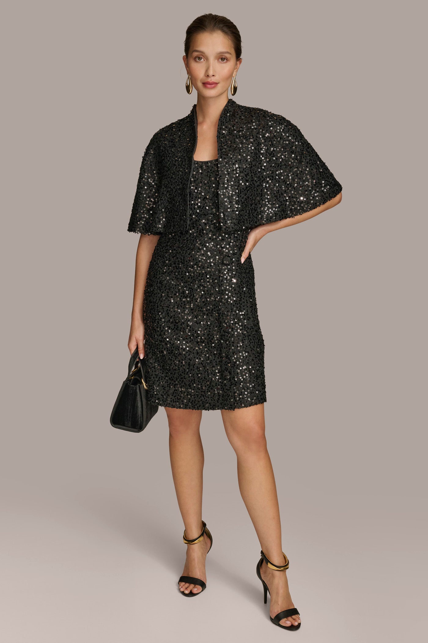 TWO PIECE SEQUIN DRESS AND SHRUG | View 1 | Black Dresses TWO PIECE SEQUIN DRESS AND SHRUG | View 1 | Black Dresses