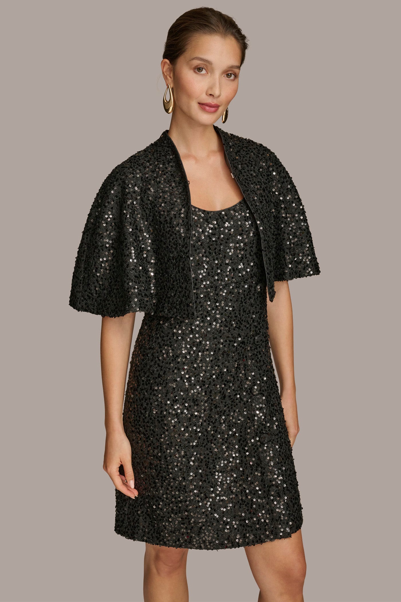 TWO PIECE SEQUIN DRESS AND SHRUG VIEW 6 | Black Dresses TWO PIECE SEQUIN DRESS AND SHRUG VIEW 6 | Black Dresses