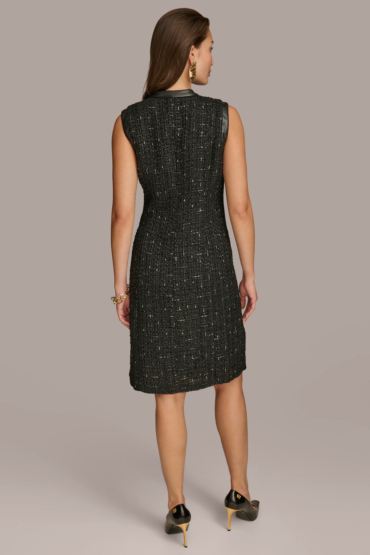 Tweed A Line Dress With Front Zipper | A-Line Dress | Donna Karan Tweed A Line Dress With Front Zipper | A-Line Dress | Donna Karan