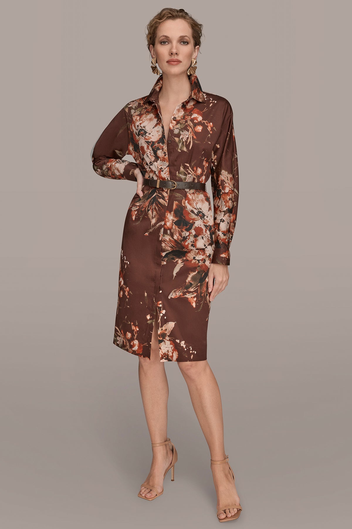 Donna Karan Belted Shirtdress - Oxblood
