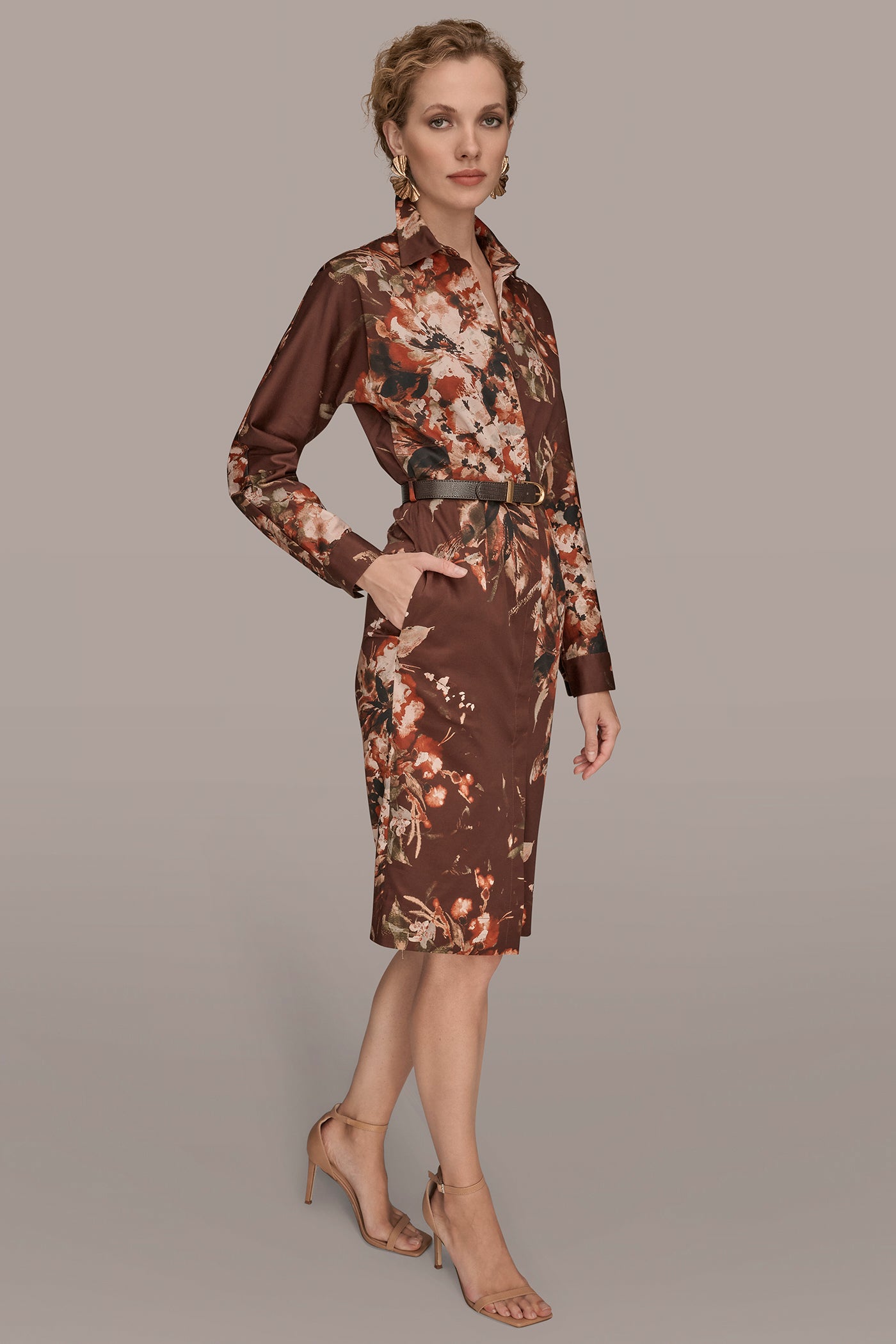 BELTED FLORAL SHIRT DRESS VIEW 3 | Essential Dresses BELTED FLORAL SHIRT DRESS VIEW 3 | Essential Dresses