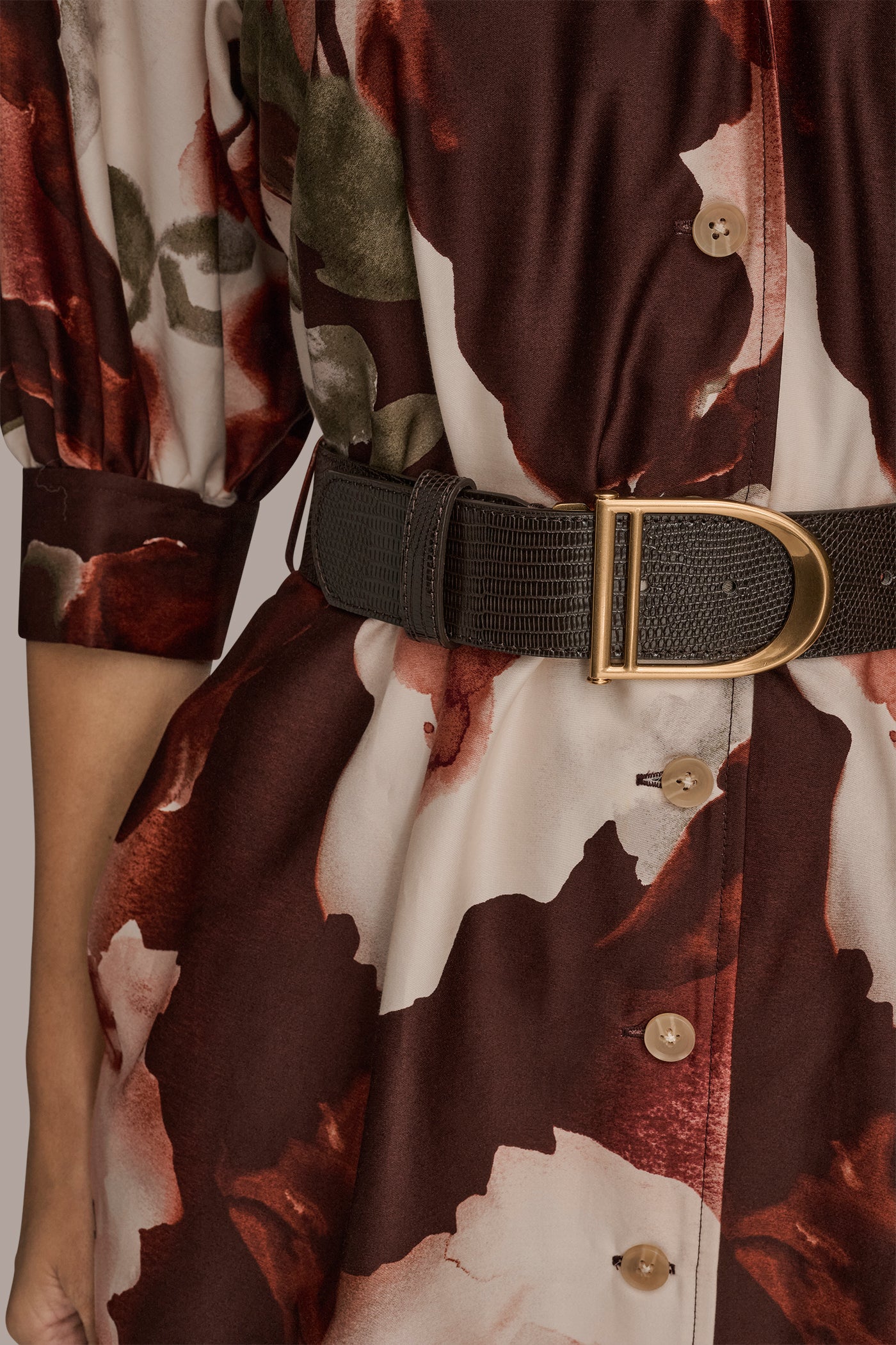 BELTED 3/4-SLEEVE FLORAL SHIRT DRESS VIEW 8 BELTED 3/4-SLEEVE FLORAL SHIRT DRESS VIEW 8