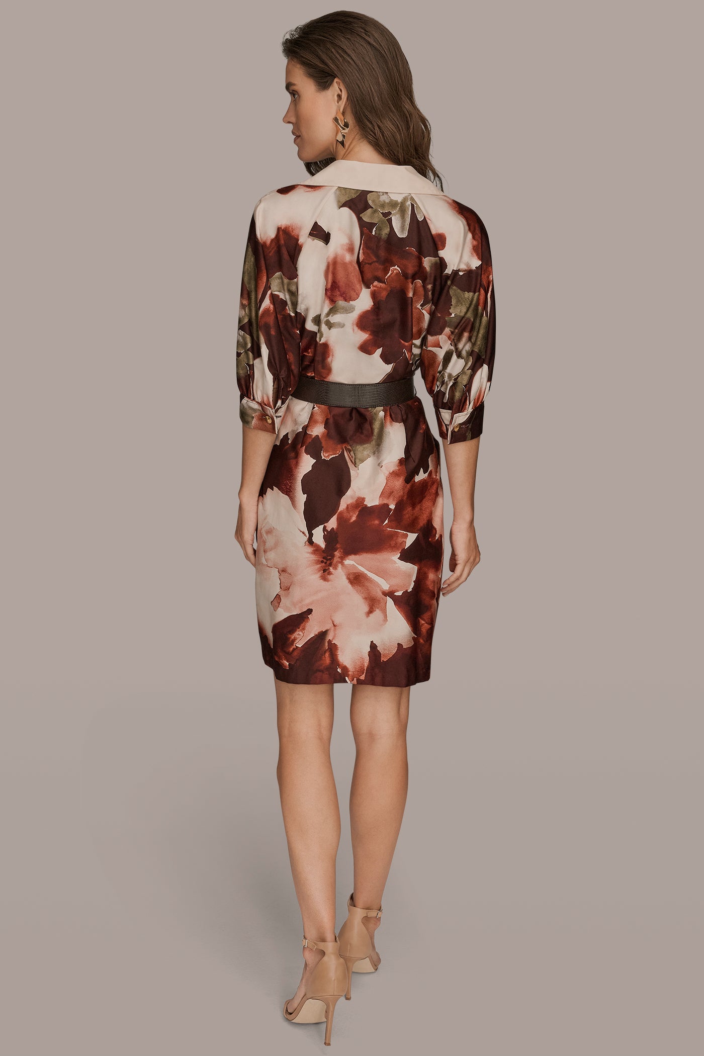 BELTED 3/4-SLEEVE FLORAL SHIRT DRESS | View 2 | Dresses & Jumpsuits BELTED 3/4-SLEEVE FLORAL SHIRT DRESS | View 2 | Dresses & Jumpsuits