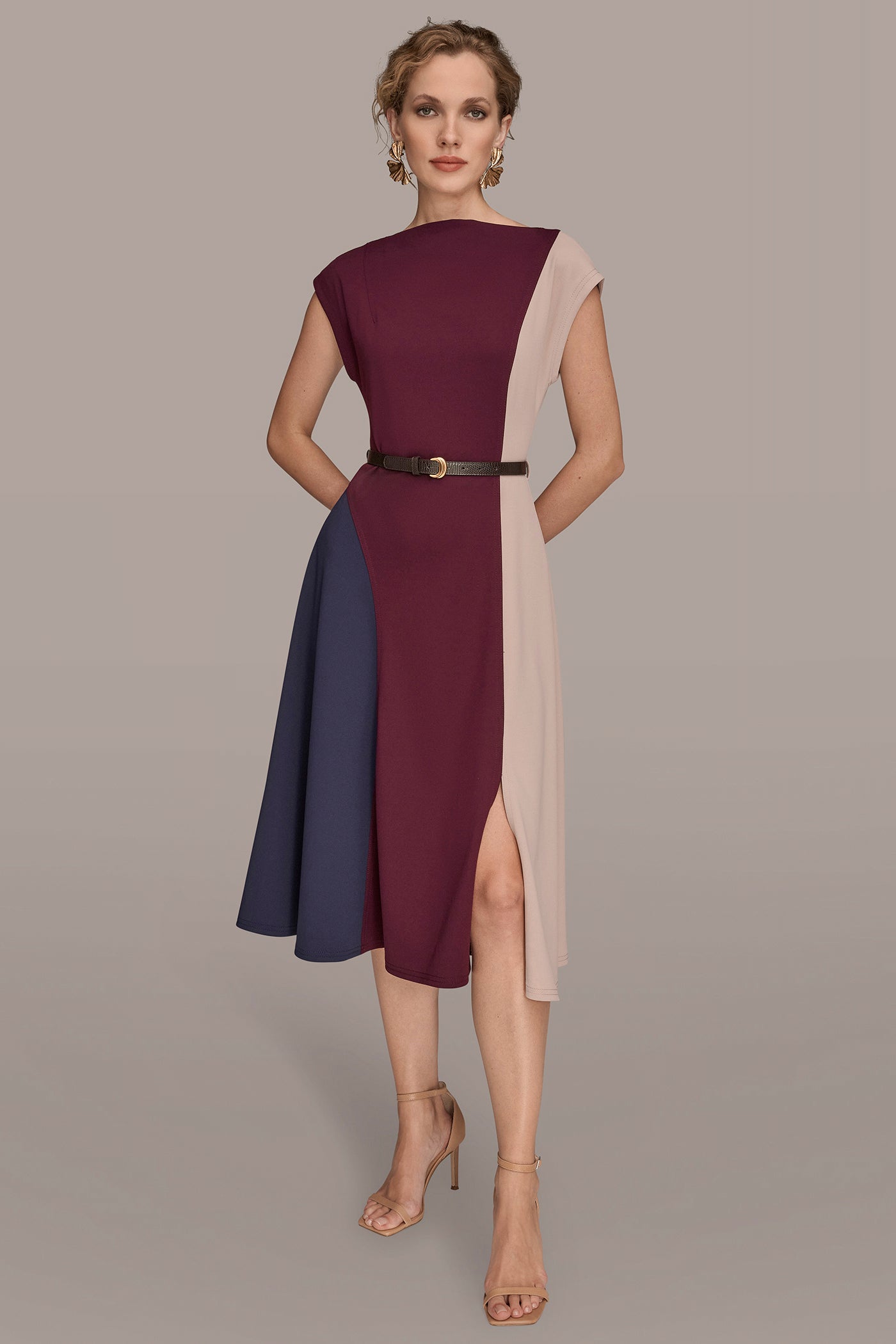 BELTED COLOR-BLOCK MIDI DRESS | View 1 | Dresses & Jumpsuits BELTED COLOR-BLOCK MIDI DRESS | View 1 | Dresses & Jumpsuits
