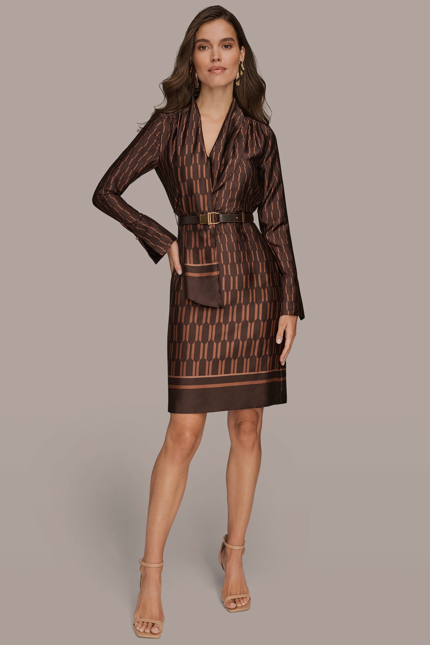 BELTED PRINTED DRAPED SHEATH VIEW 4 | Dresses & Jumpsuits BELTED PRINTED DRAPED SHEATH VIEW 4 | Dresses & Jumpsuits