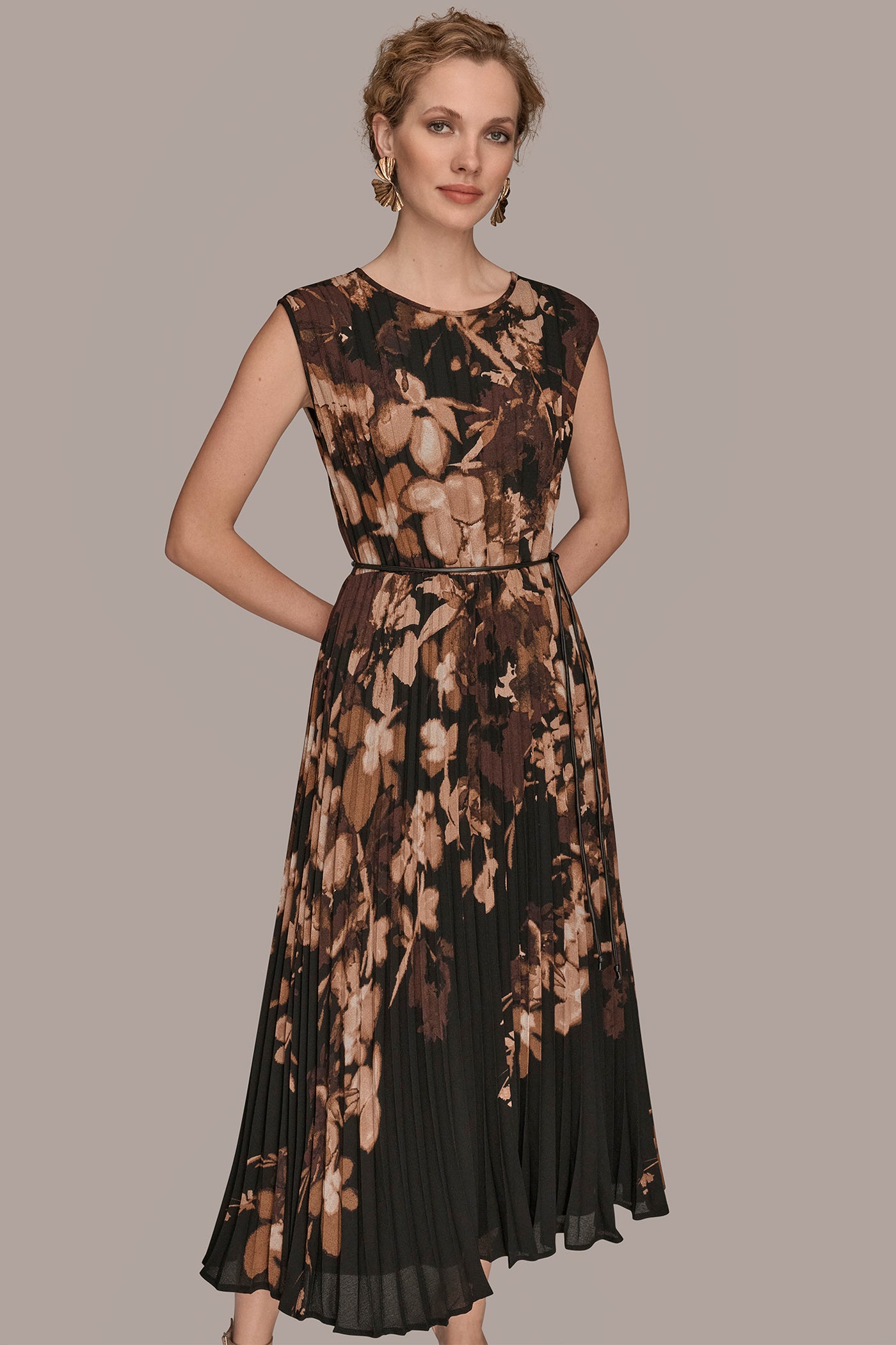 BELTED FLORAL A-LINE MIDI DRESS VIEW 4 | New clothing BELTED FLORAL A-LINE MIDI DRESS VIEW 4 | New clothing
