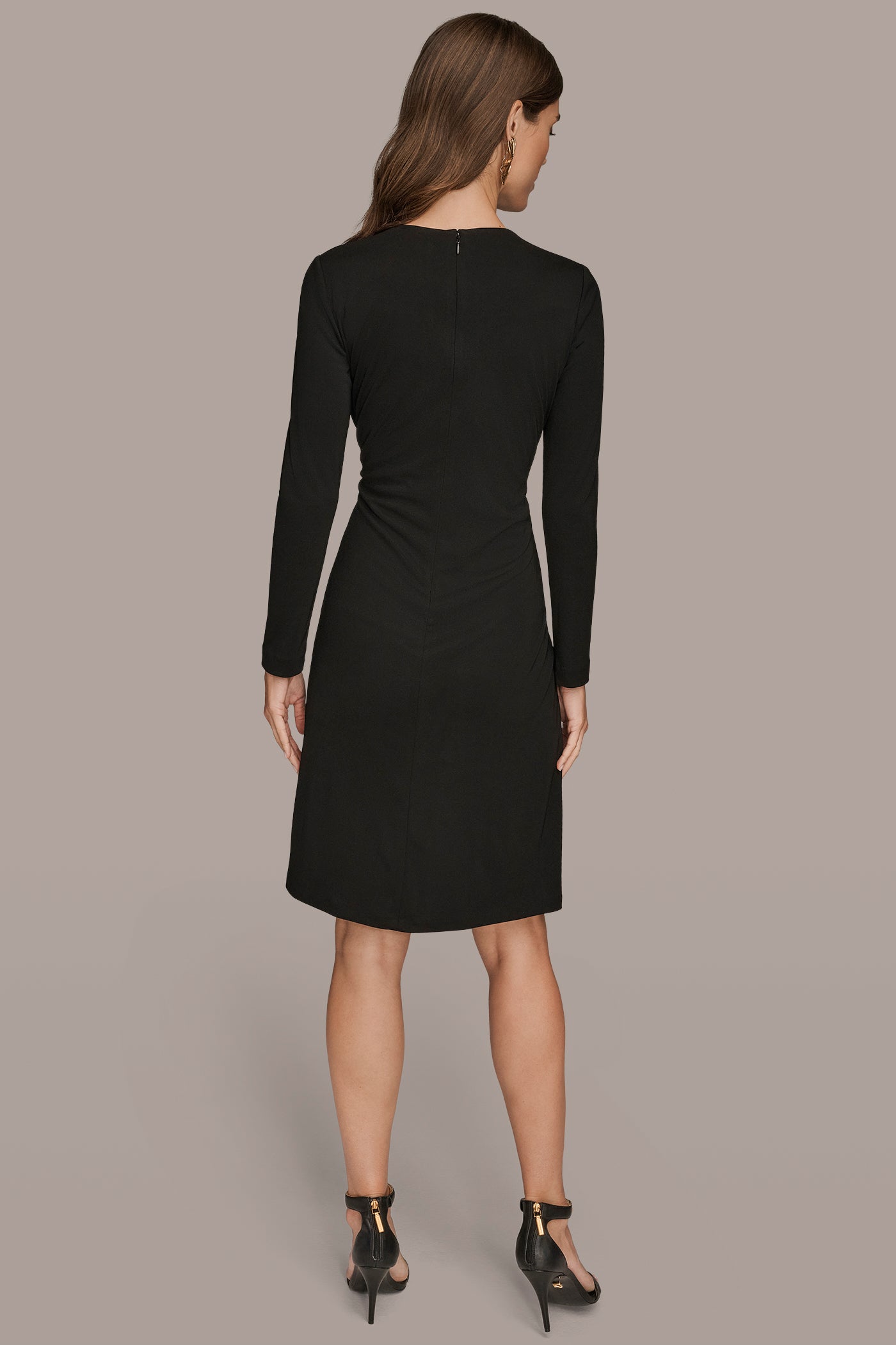 EMBELLISHED GATHERED A-LINE DRESS | View 2 | Black Dresses EMBELLISHED GATHERED A-LINE DRESS | View 2 | Black Dresses