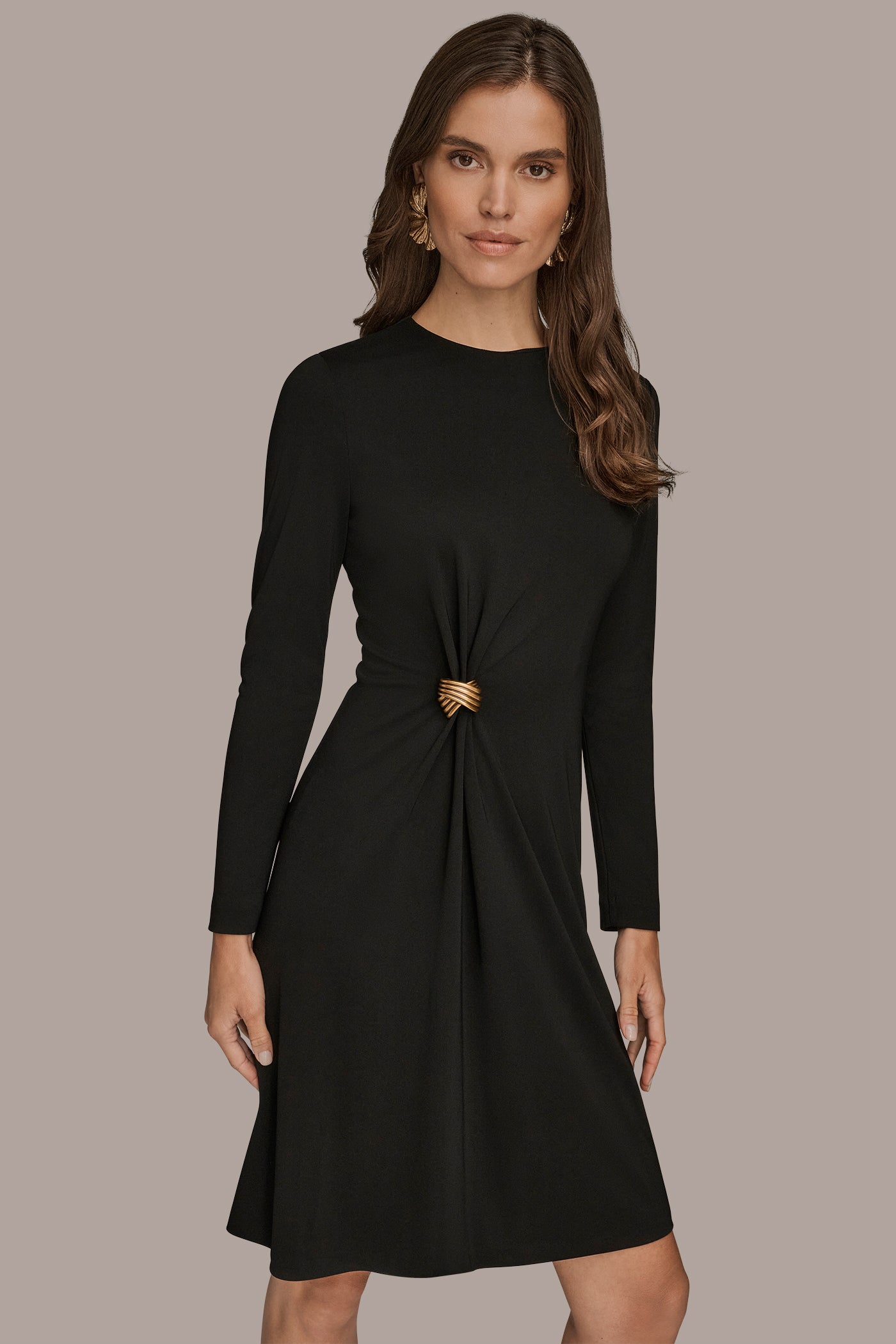 EMBELLISHED GATHERED A-LINE DRESS VIEW 5 | Black Dresses EMBELLISHED GATHERED A-LINE DRESS VIEW 5 | Black Dresses