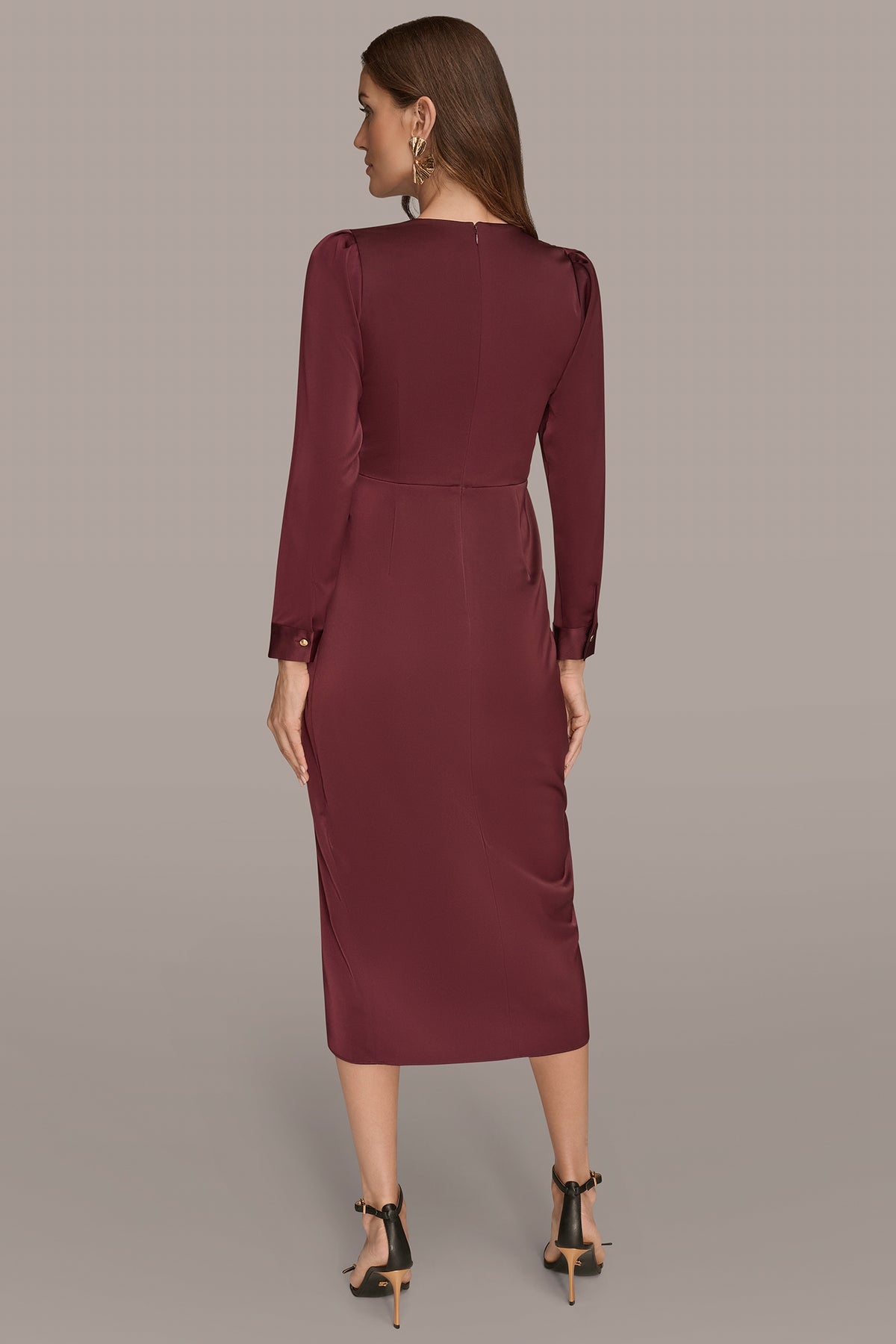 Donna Karan New York Women's Ruched Midi Dress - Berry