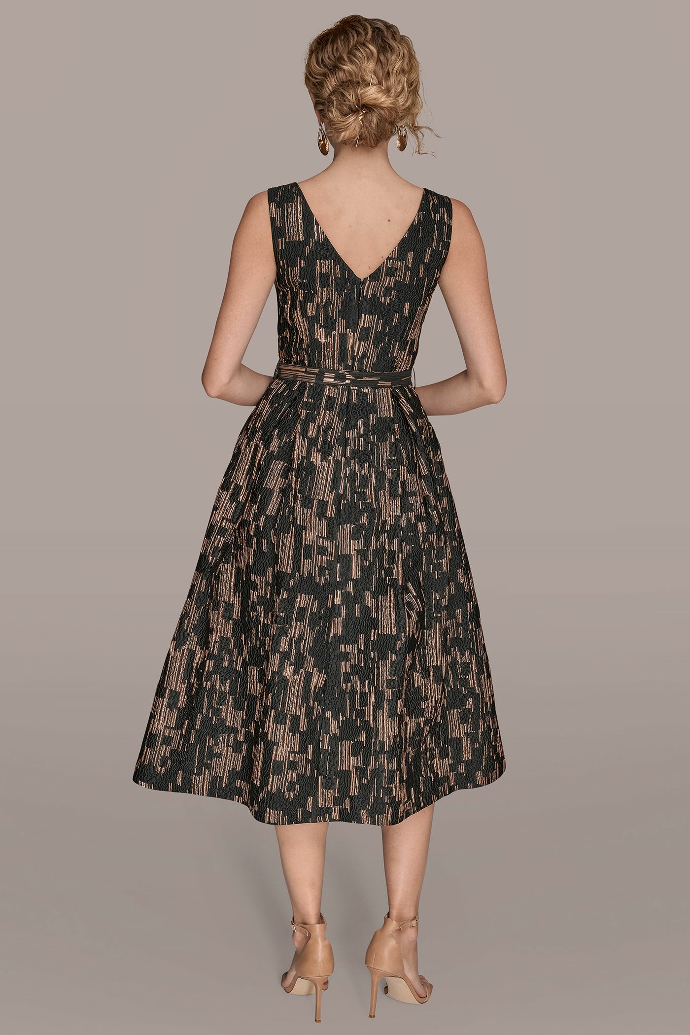 BELTED WRAP-EFFECT BROCADE MIDI GOWN | View 2 | Dresses & Jumpsuits BELTED WRAP-EFFECT BROCADE MIDI GOWN | View 2 | Dresses & Jumpsuits