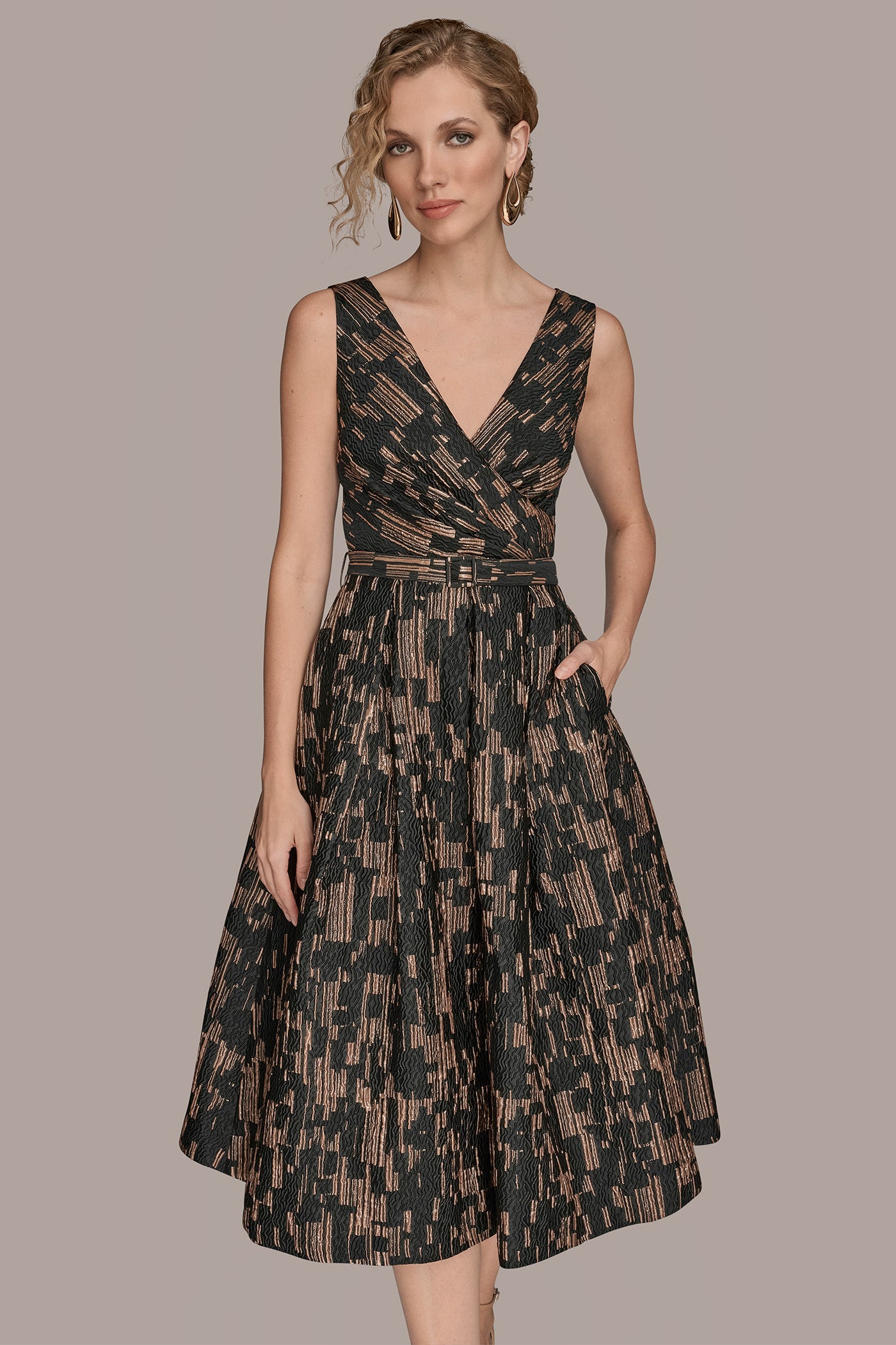 BELTED WRAP-EFFECT BROCADE MIDI GOWN VIEW 4 | Dresses & Jumpsuits BELTED WRAP-EFFECT BROCADE MIDI GOWN VIEW 4 | Dresses & Jumpsuits