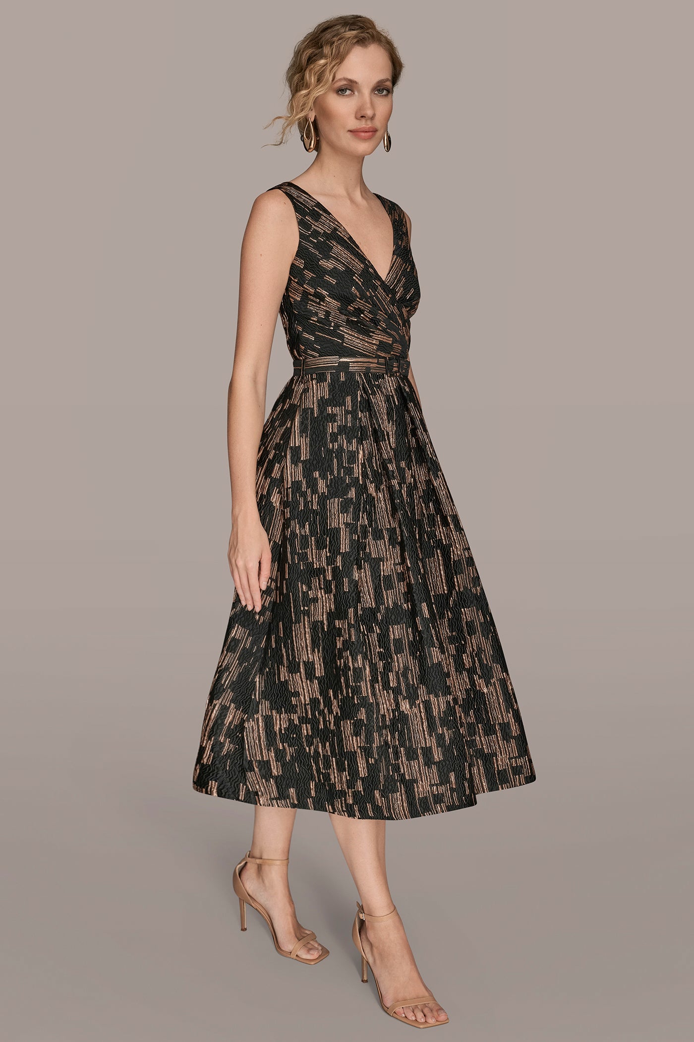 BELTED WRAP-EFFECT BROCADE MIDI GOWN VIEW 3 | Dresses & Jumpsuits BELTED WRAP-EFFECT BROCADE MIDI GOWN VIEW 3 | Dresses & Jumpsuits