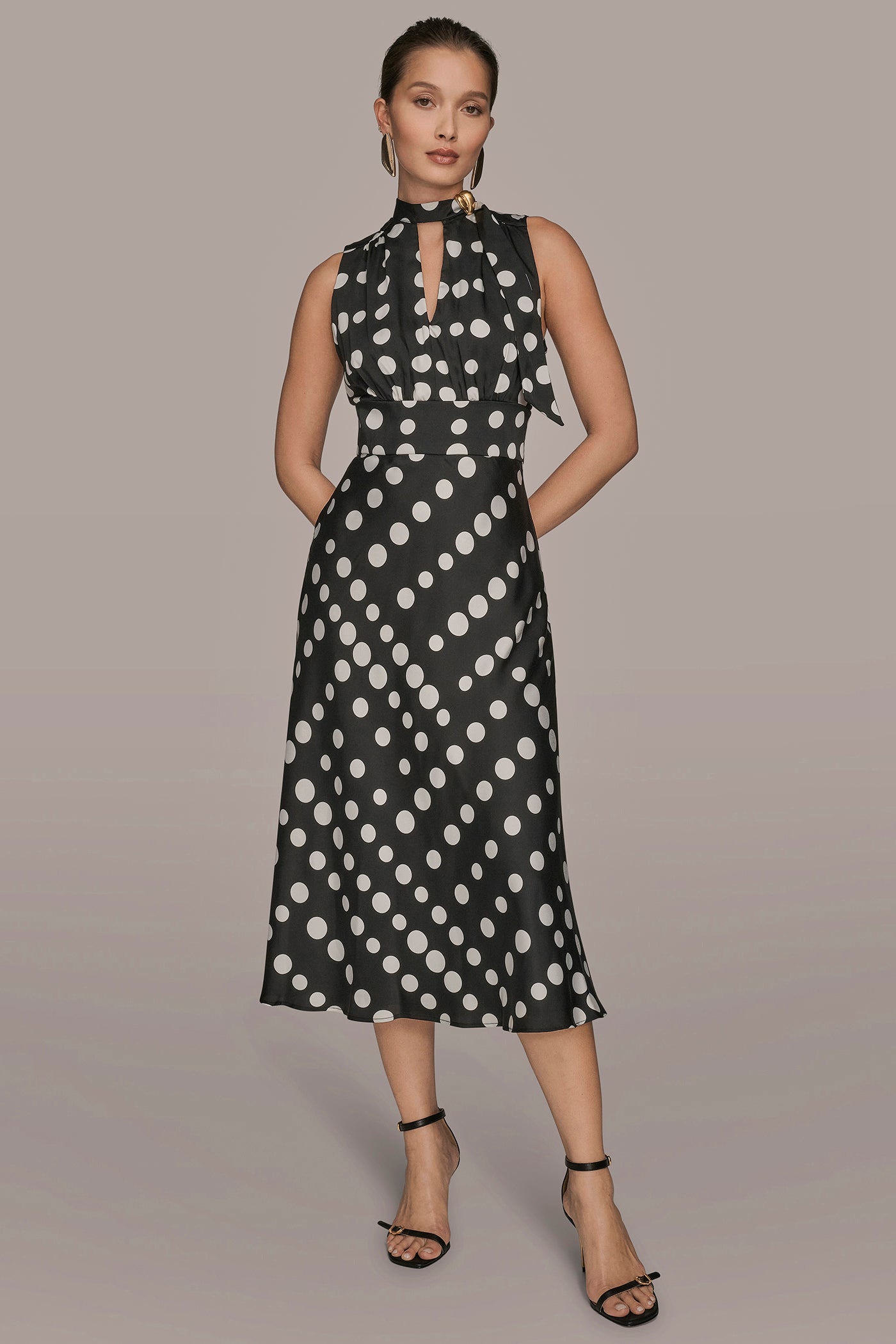 TIE NECK POLKA DOT A LINE DRESS | View 1 | Dresses & Jumpsuits TIE NECK POLKA DOT A LINE DRESS | View 1 | Dresses & Jumpsuits