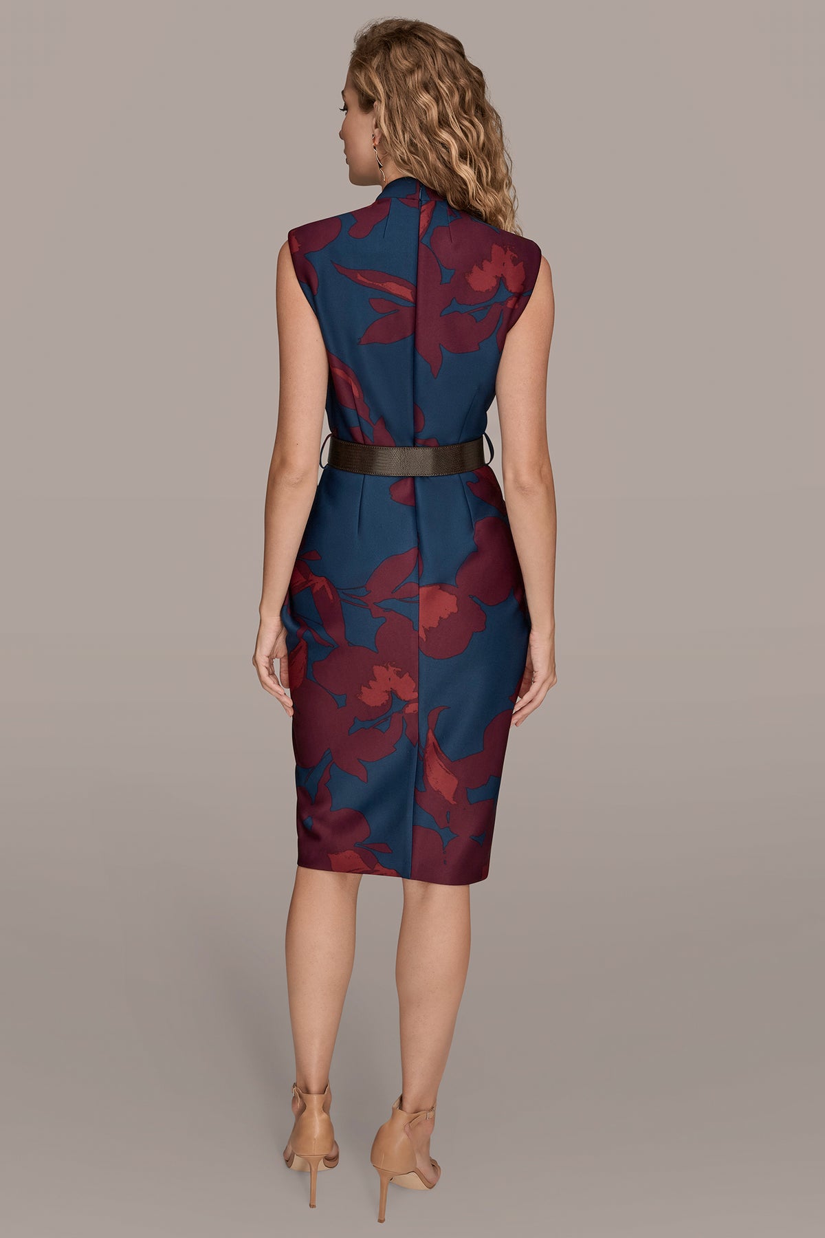 floral sheath cocktail dress Sleeveless V Neck Floral Sheath Dress