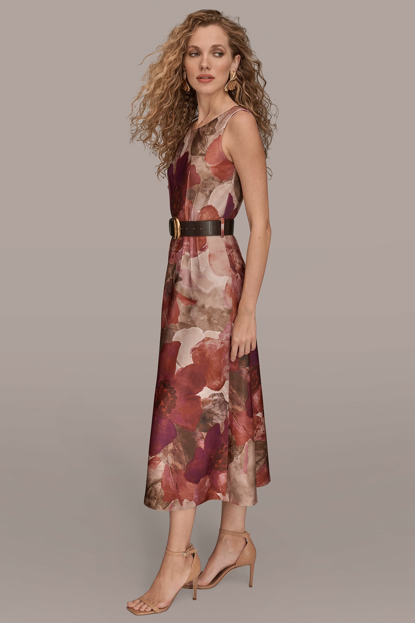 BELTED FLORAL MIDI DRESS VIEW 3 | Fall Collection BELTED FLORAL MIDI DRESS VIEW 3 | Fall Collection