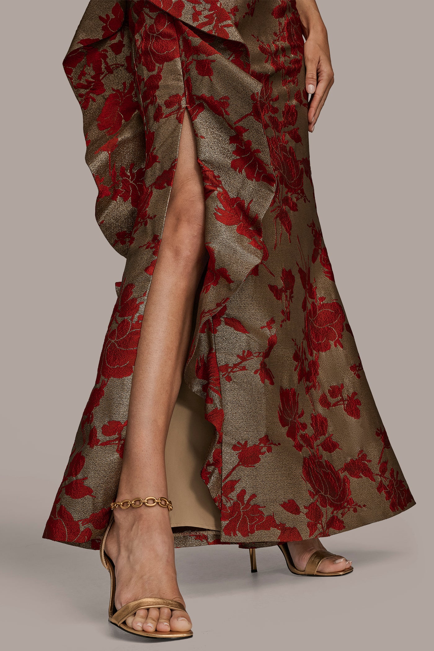 STRAPLESS FLORAL RUFFLED GOWN VIEW 6 | Clothing STRAPLESS FLORAL RUFFLED GOWN VIEW 6 | Clothing
