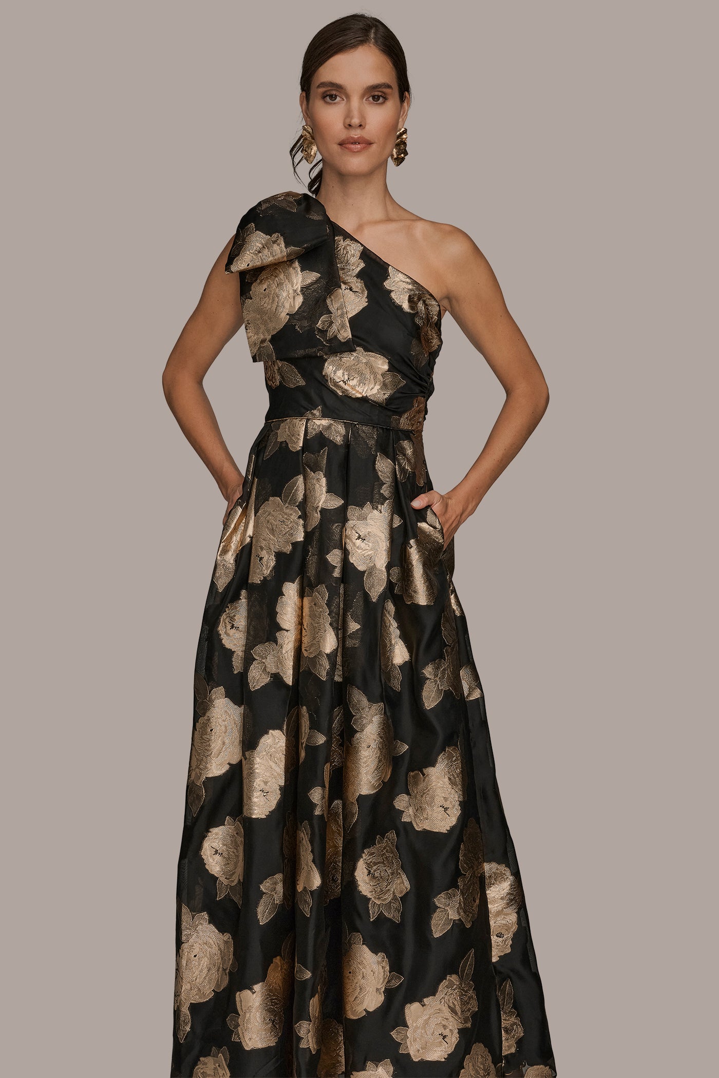 BOW-EMBELLISHED ONE-SHOULDER GOWN VIEW 7 | Black Dresses BOW-EMBELLISHED ONE-SHOULDER GOWN VIEW 7 | Black Dresses