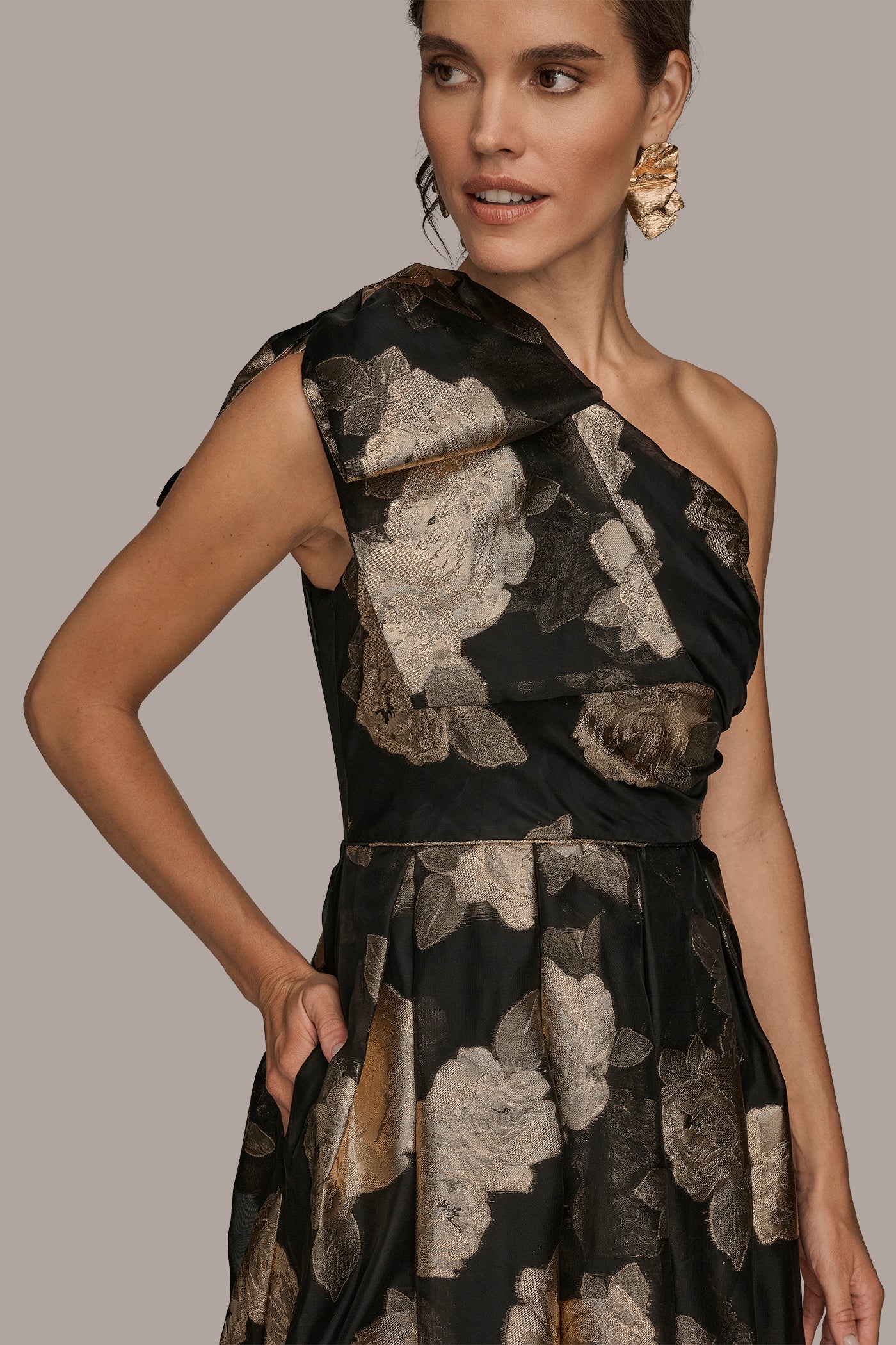 BOW-EMBELLISHED ONE-SHOULDER GOWN VIEW 4 | Black Dresses BOW-EMBELLISHED ONE-SHOULDER GOWN VIEW 4 | Black Dresses