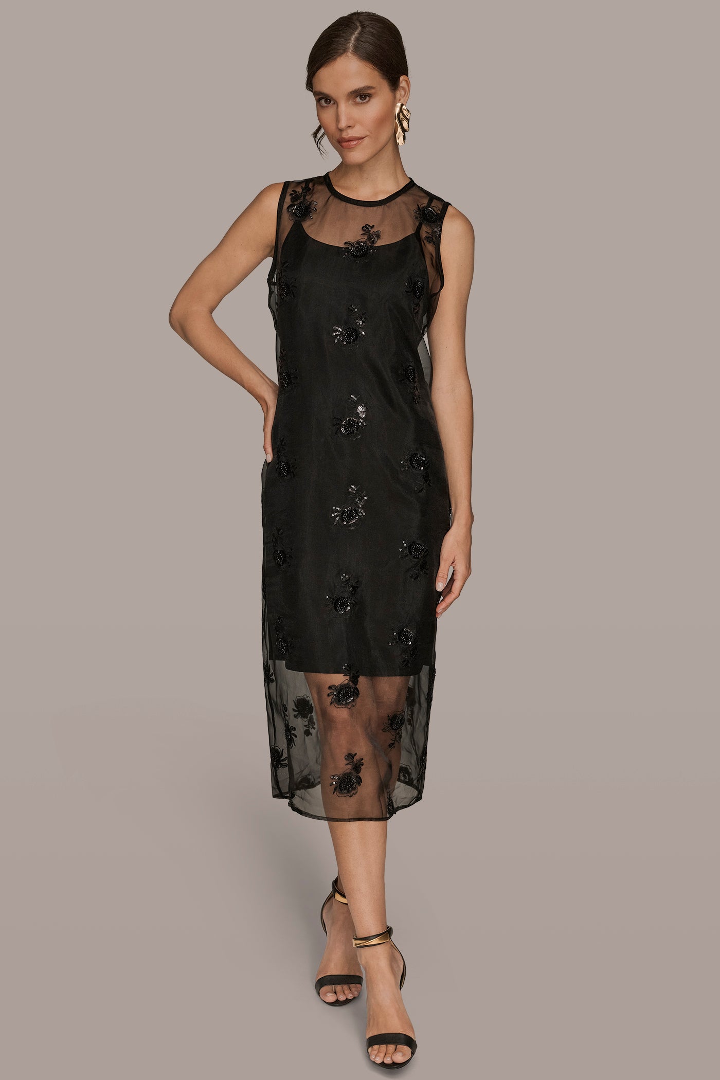 BEADED LAYERED MIDI SHEATH | View 1 | Black Dresses BEADED LAYERED MIDI SHEATH | View 1 | Black Dresses